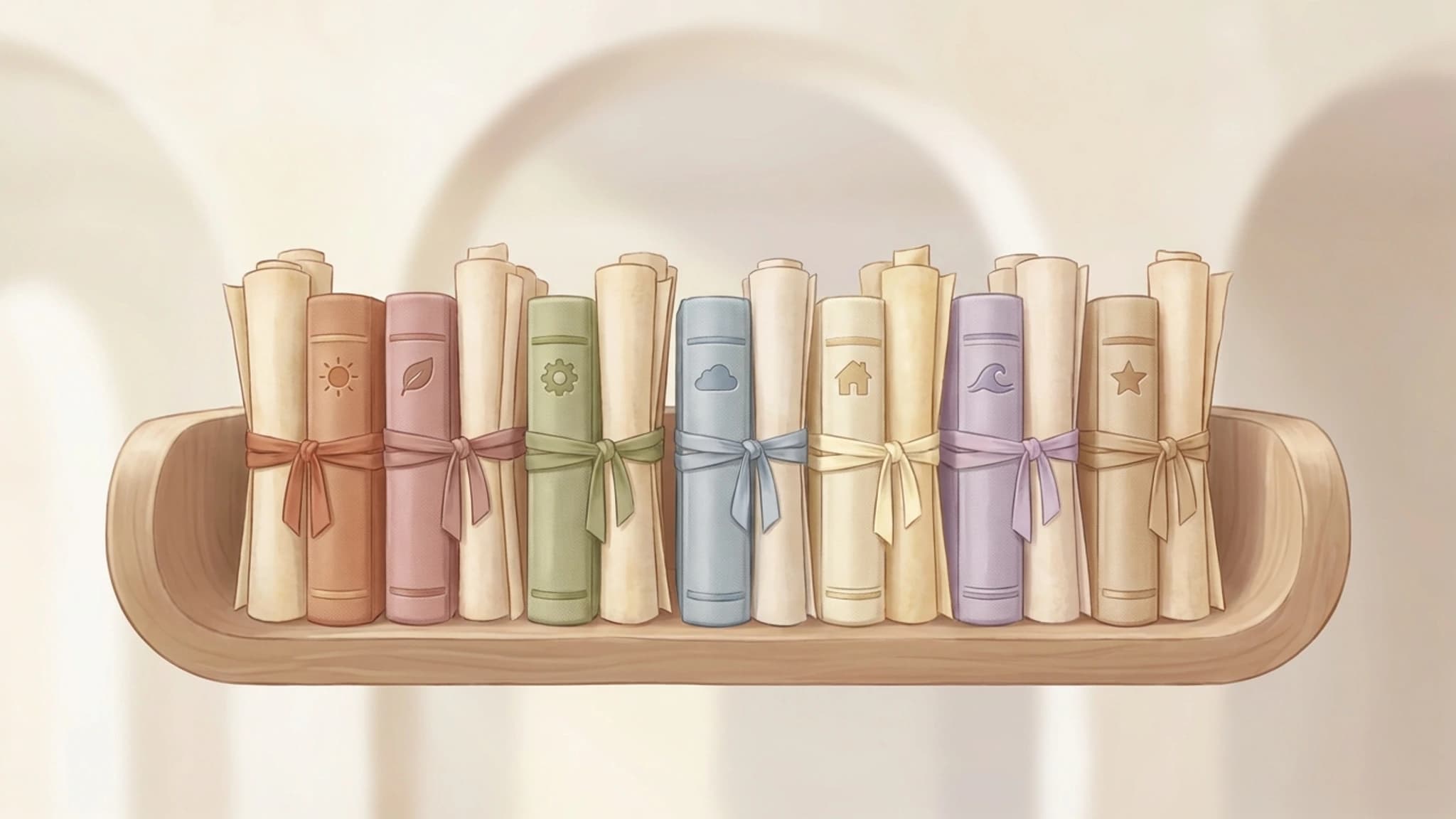 Cute seven-book visual showing the structured organization of the Kama Sutra