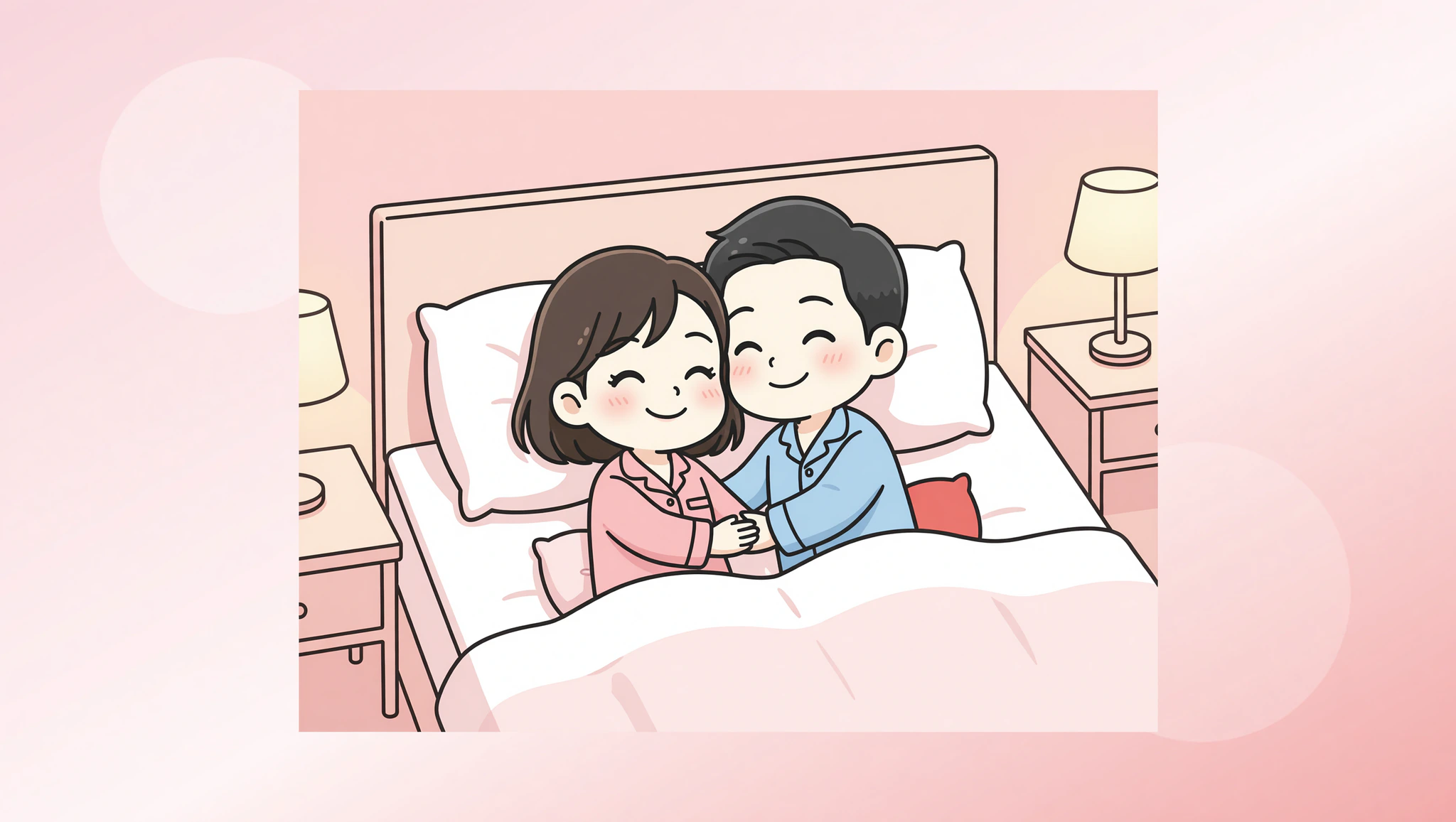 Couple comfortably embracing in bed for beginner Kama Sutra positions guide