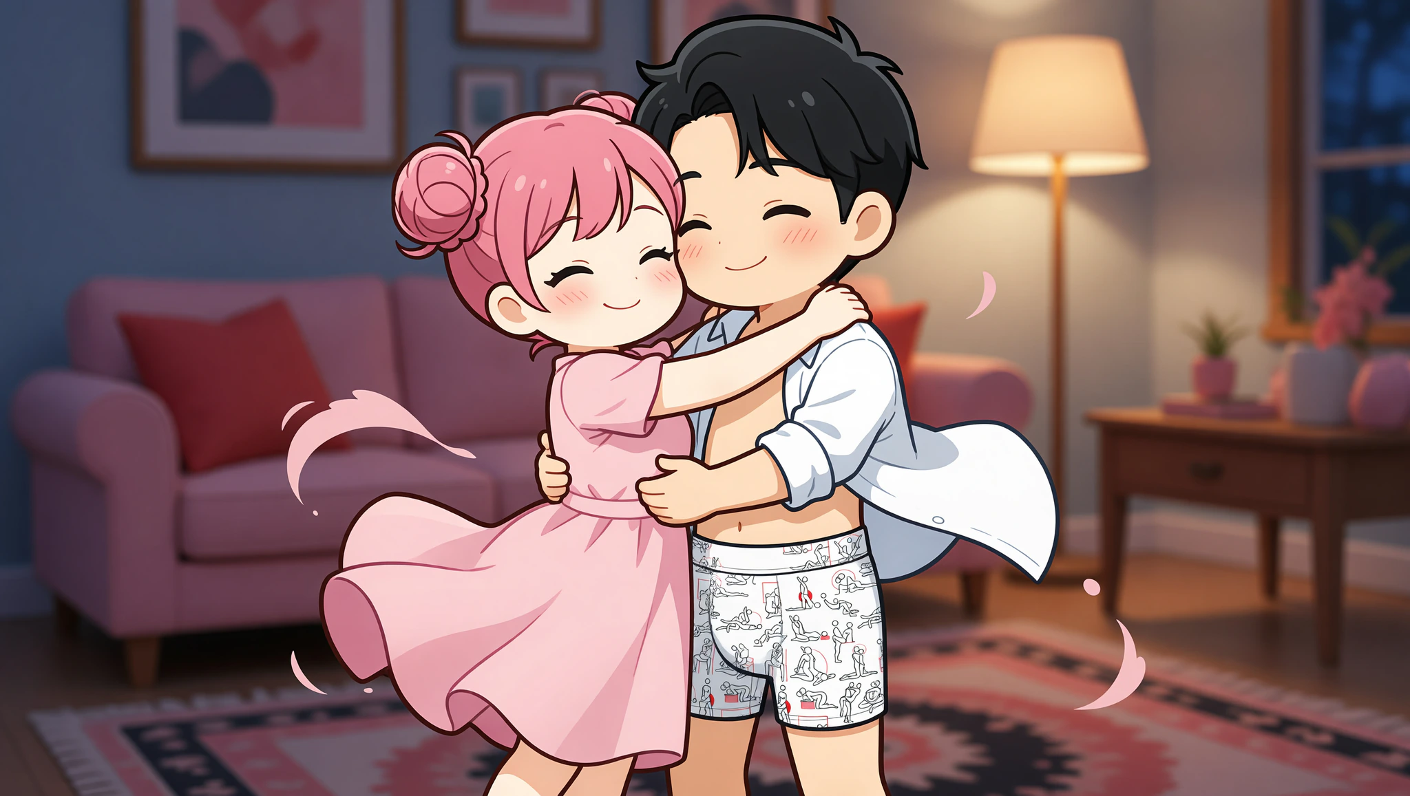 Couple enjoying at-home dance date with Kamasutra Cute Boxer Briefs