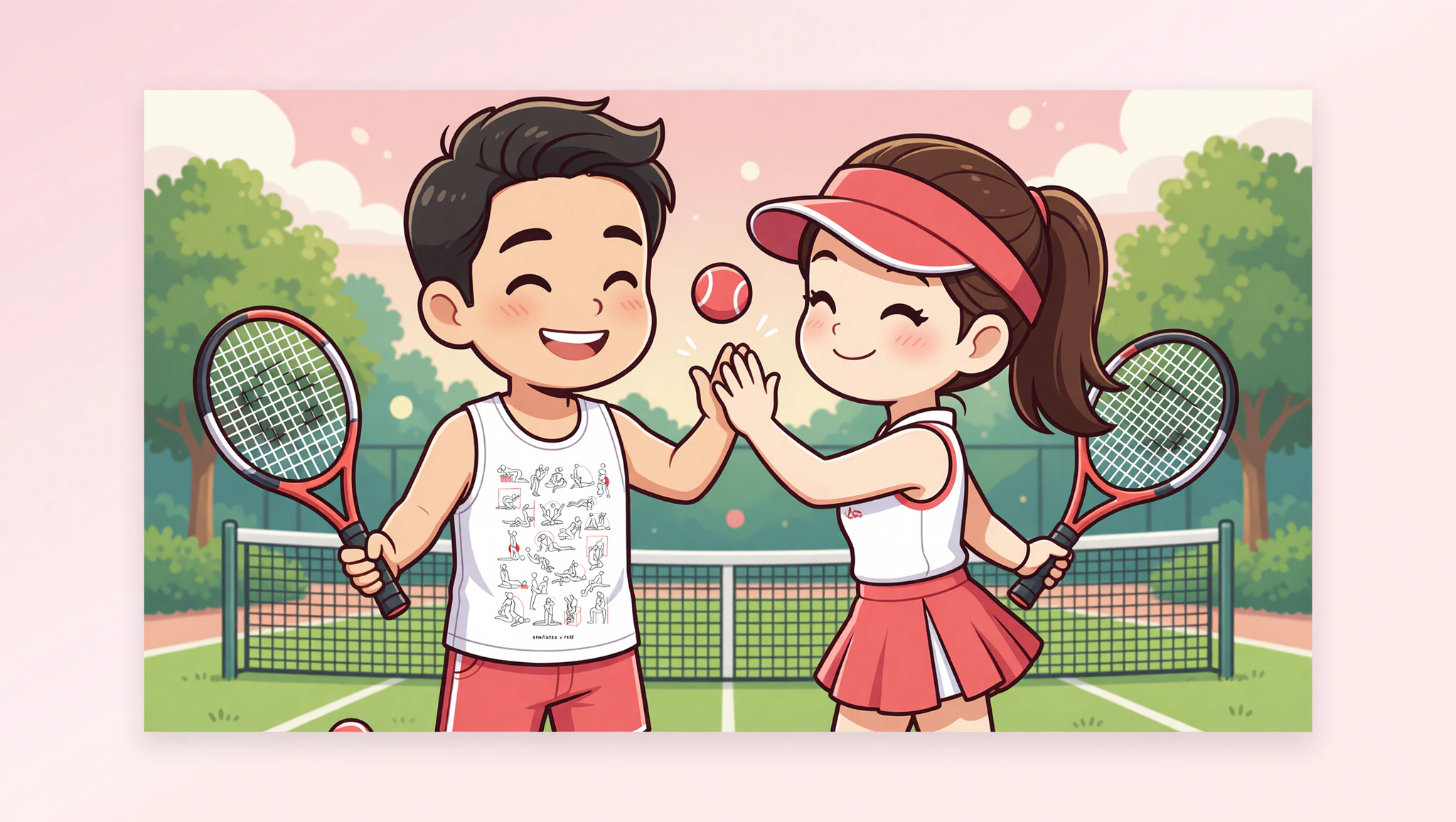 Chibi couple tennis date with Kamasutra tank top