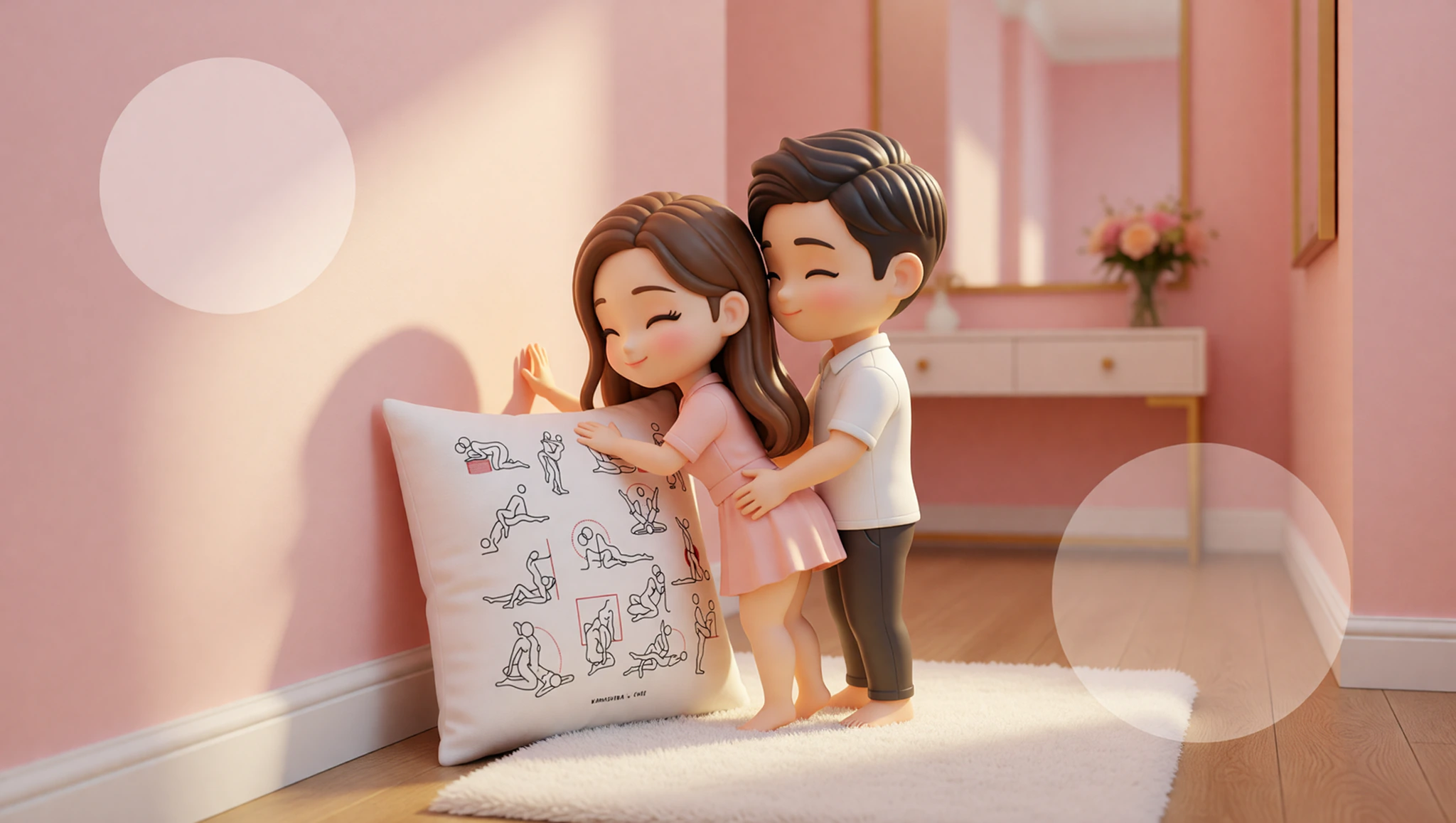 Man and woman in a quick standing adventure position against a home wall.