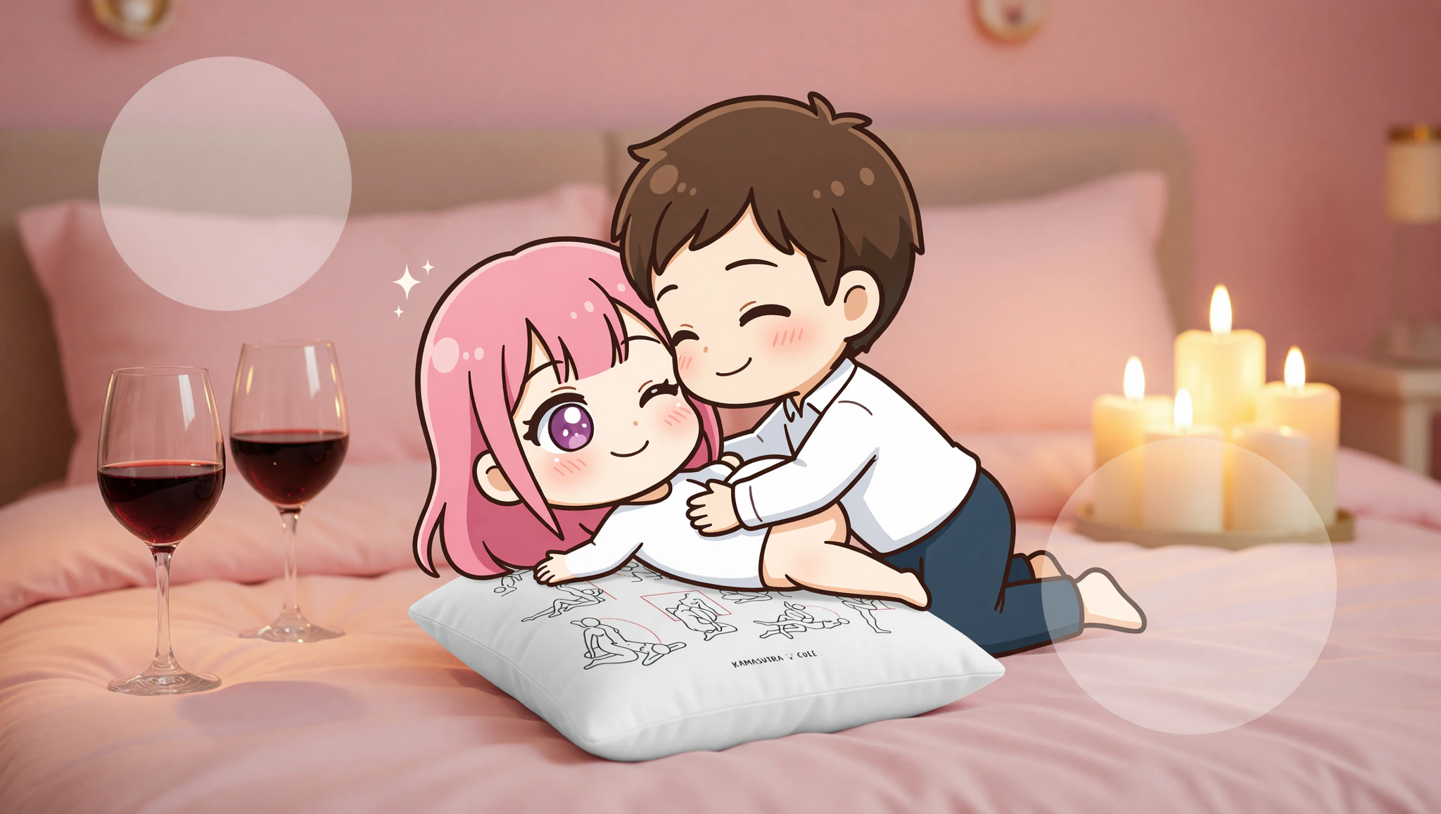 Couple in sex position on anniversary night