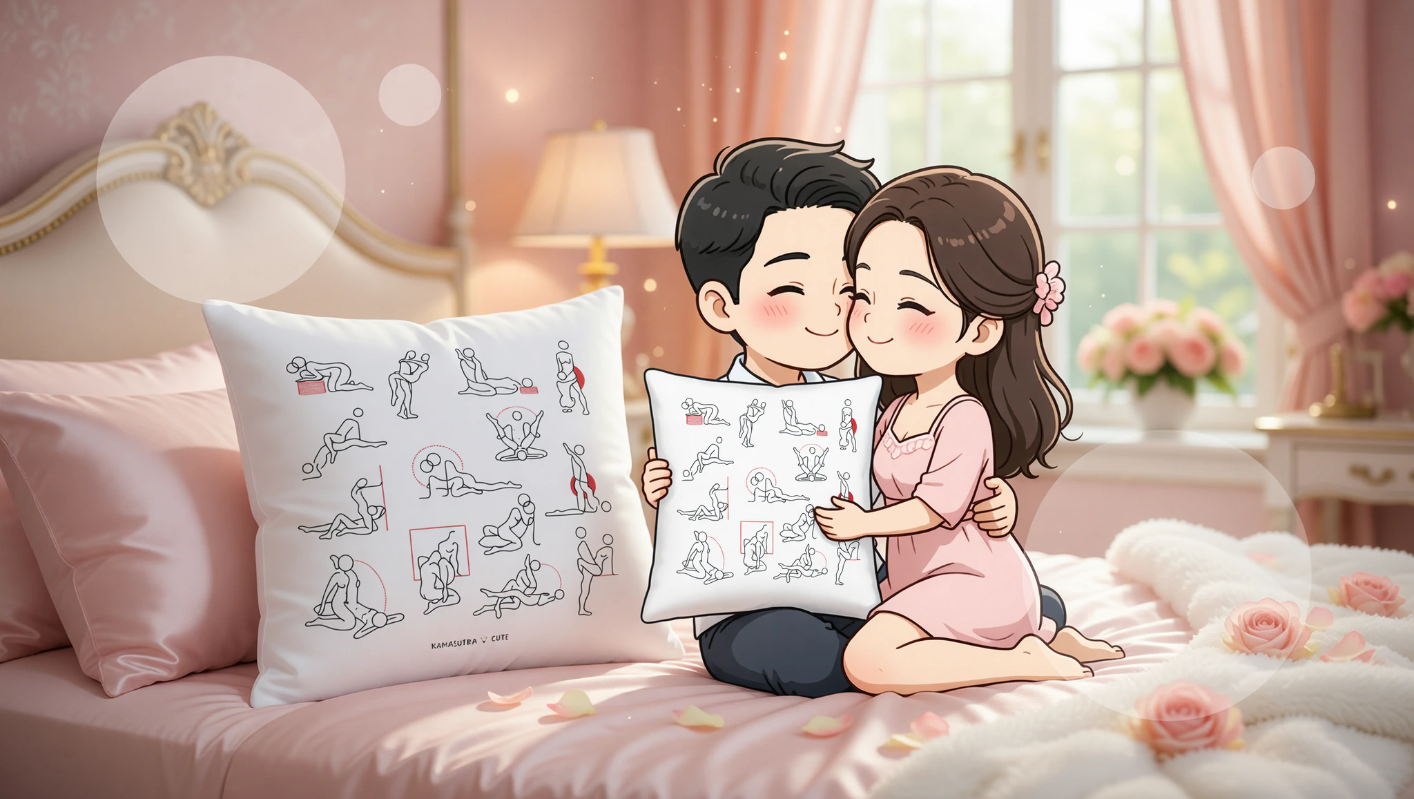 A loving man and woman couple sharing the intimate Lotus Love Lock position during their honeymoon.