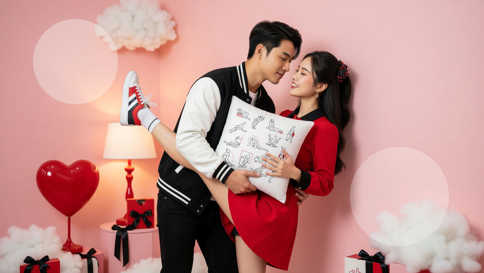 A man and woman in a wild spontaneous wall press position, capturing the rush of surprise intimacy.