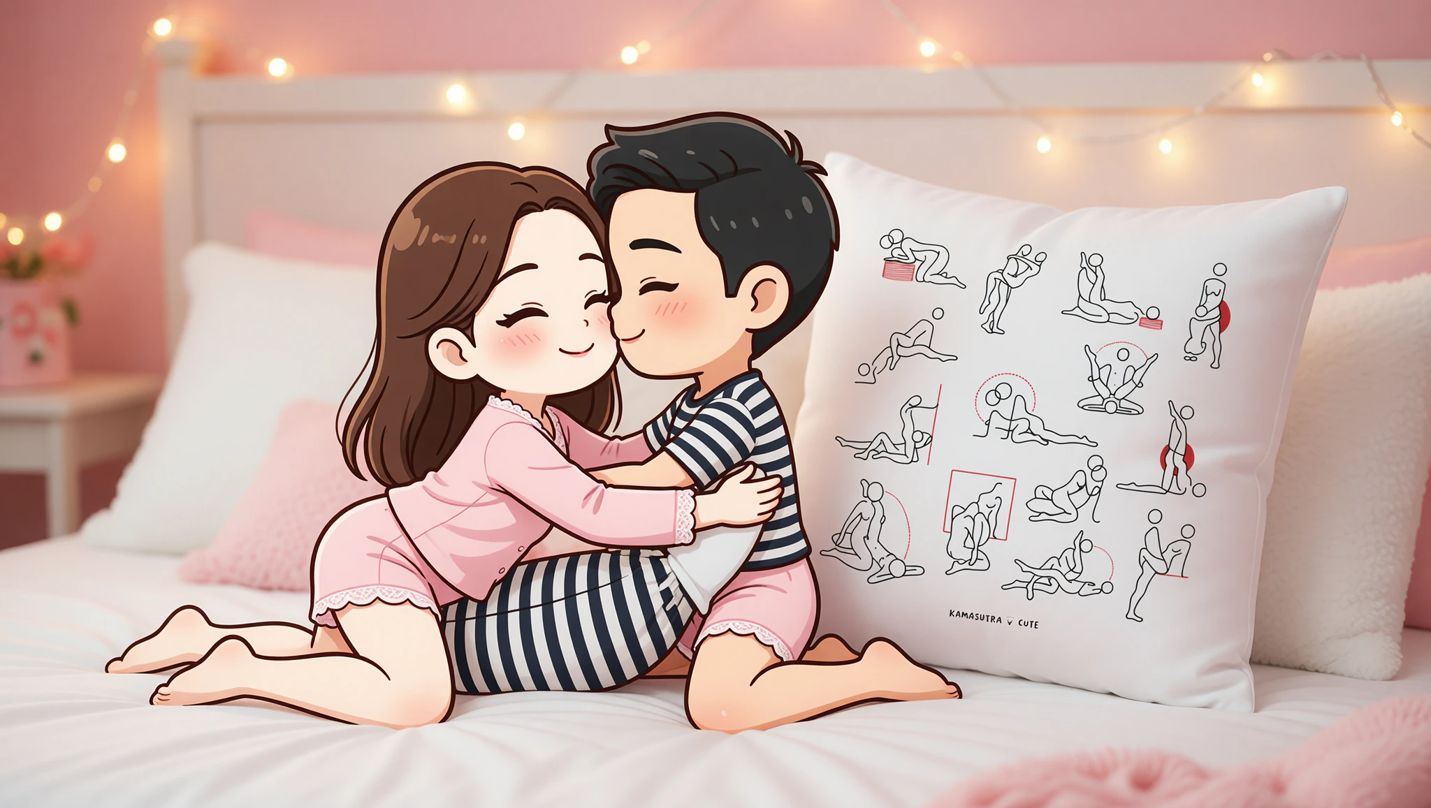 A man and woman in locked-eyes missionary position, deepening their intimate connection.