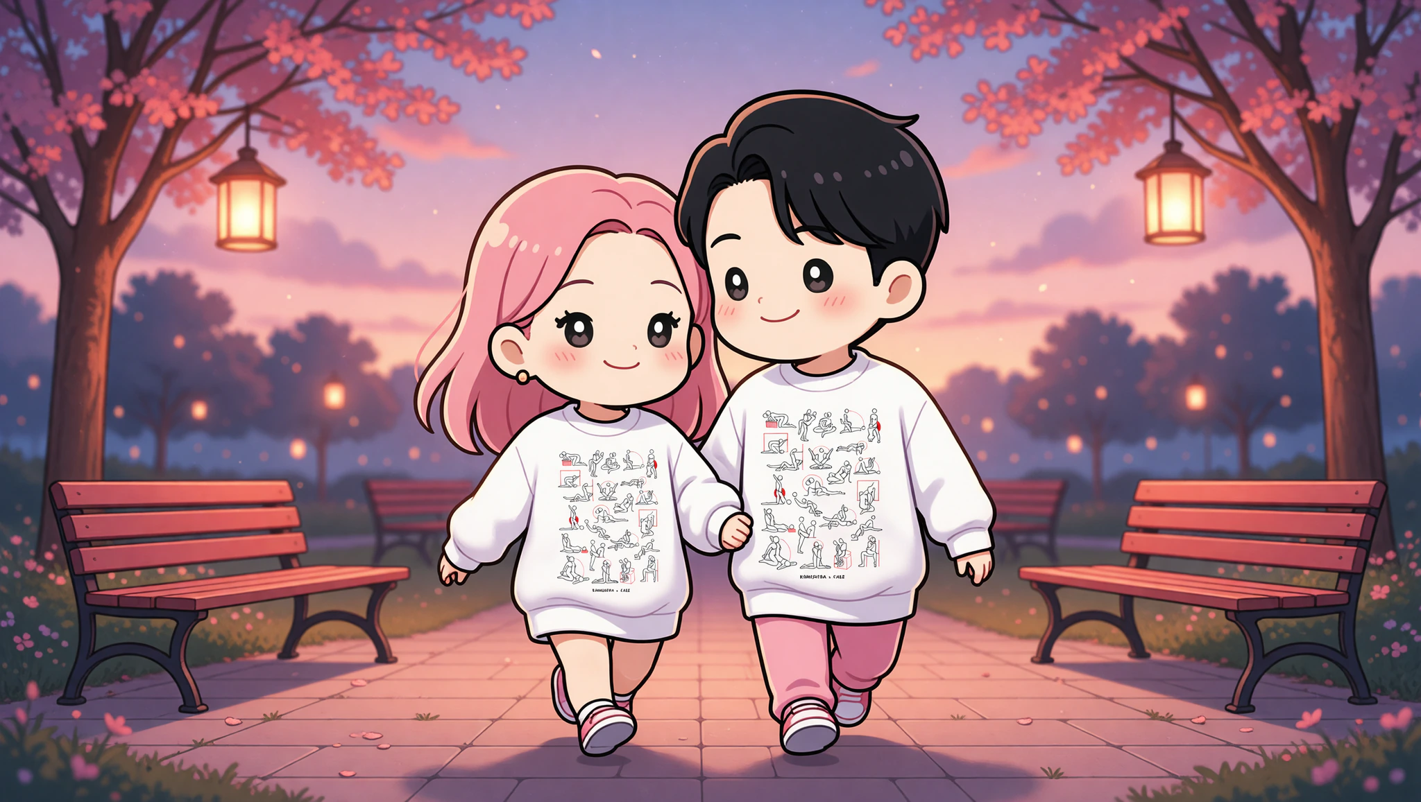 Couple enjoying post-work park date in Kamasutra Cute - Unisex Premium Sweatshirts.