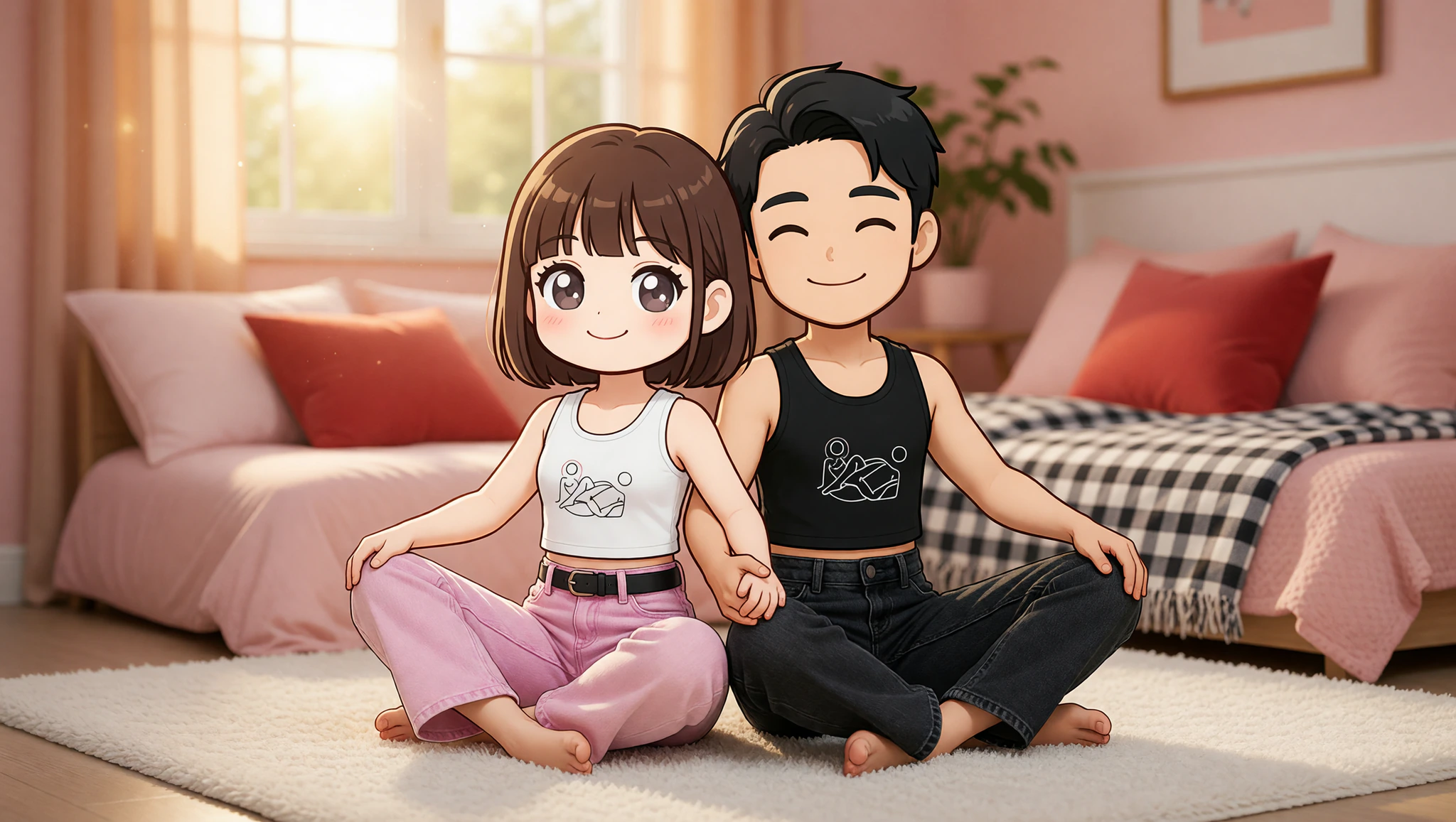 Couple in Kamasutra Cute - Crop Top doing lazy morning stretches at home.