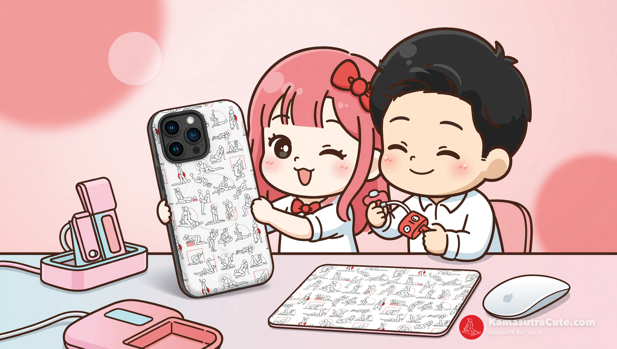 Kawaii tech accessories transforming a desk into a flirty workspace