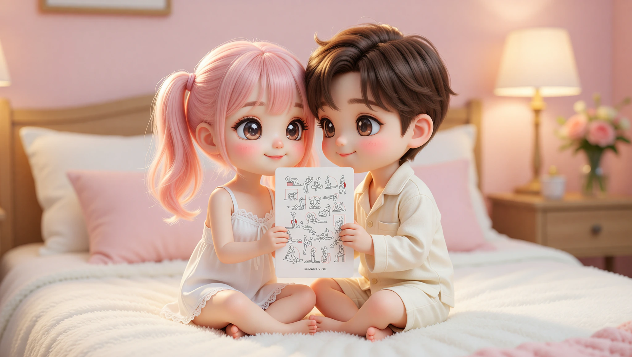 Ein verliebtes Paar in der verflochtenen Lotus-Kamasutra-Pose mit intensivem Augenkontakt.