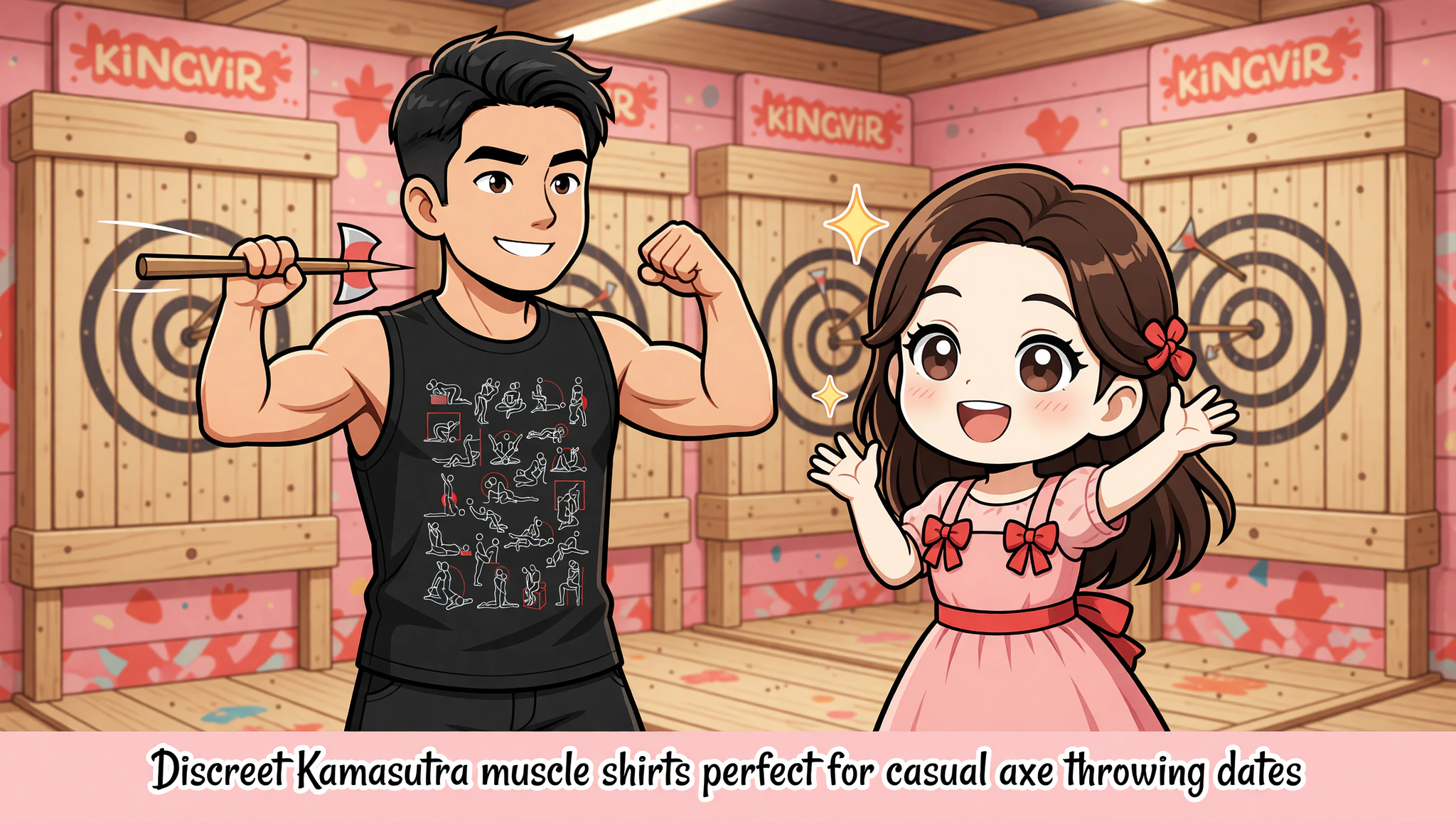 Couple axe throwing in Kamasutra Cute - Muscle Shirt, perfect active date flex.