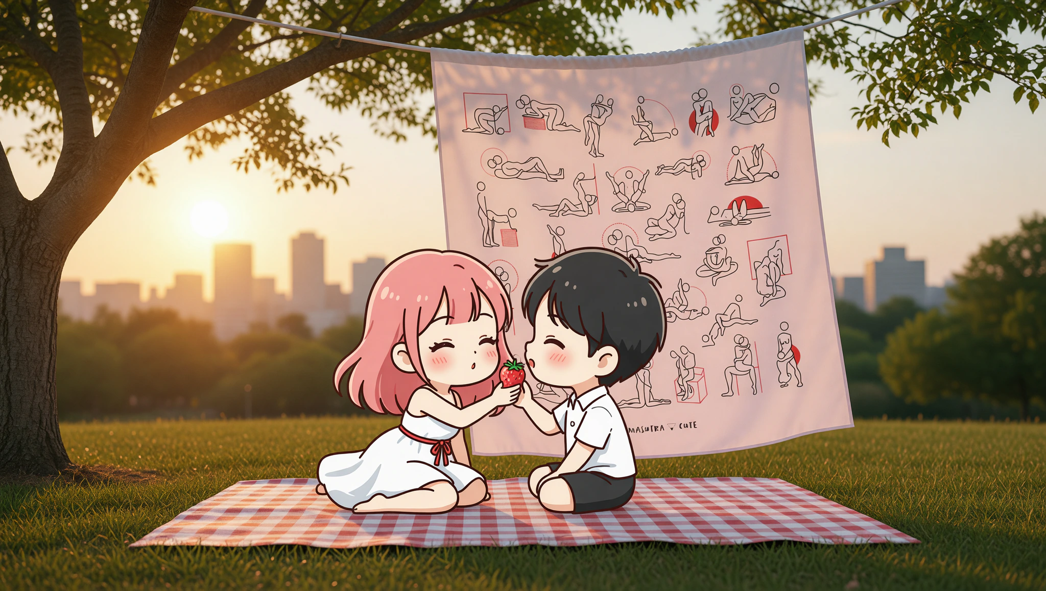 Budget date picnic leading to steamy, discreet shower fun.