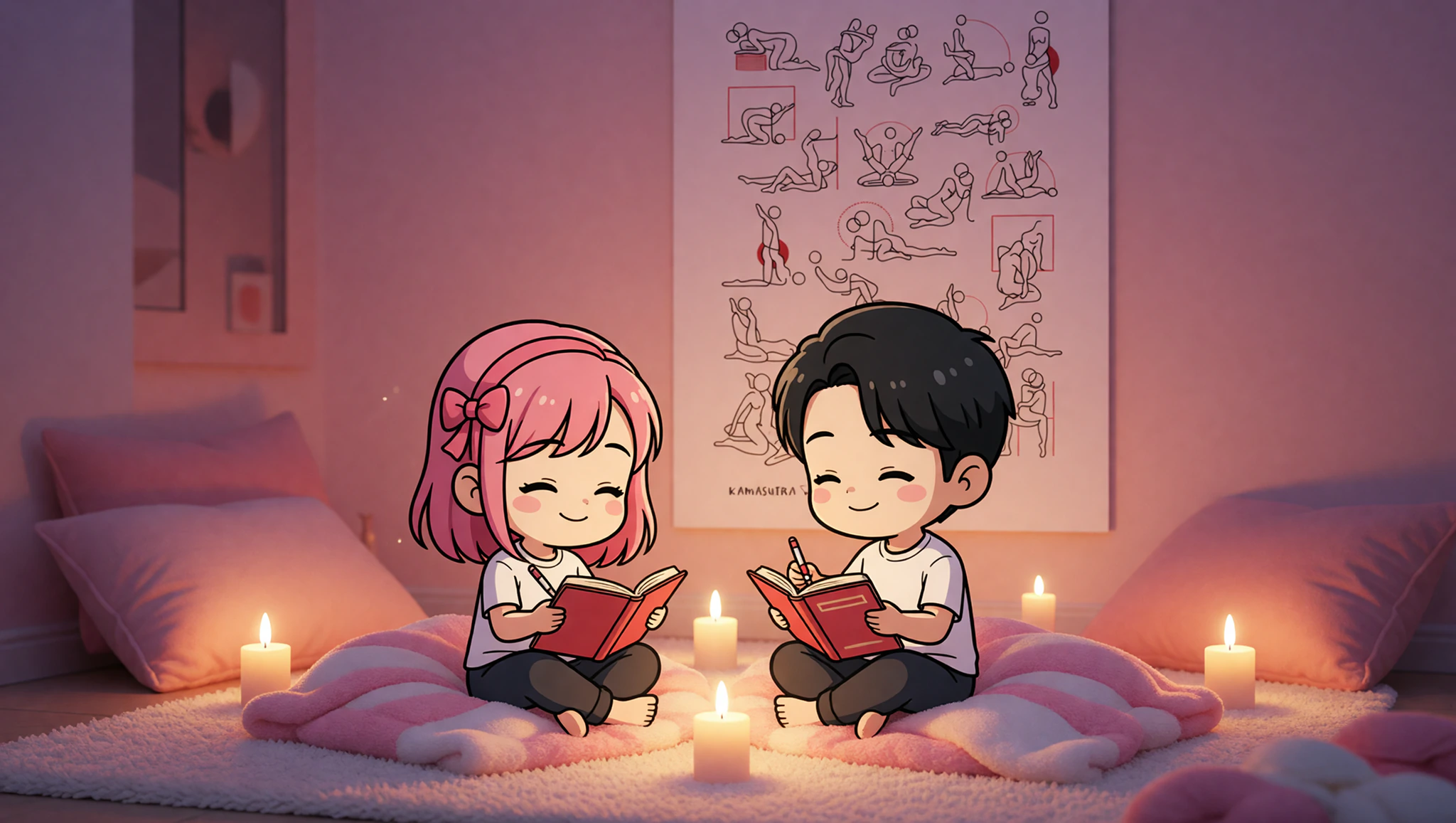 Couple dream journaling intimately with Kamasutra Cute Framed Poster