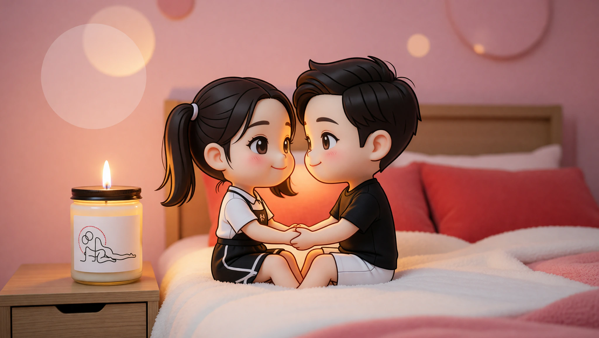 Couple sharing intimate dreams by Kamasutra Cute candle glow.