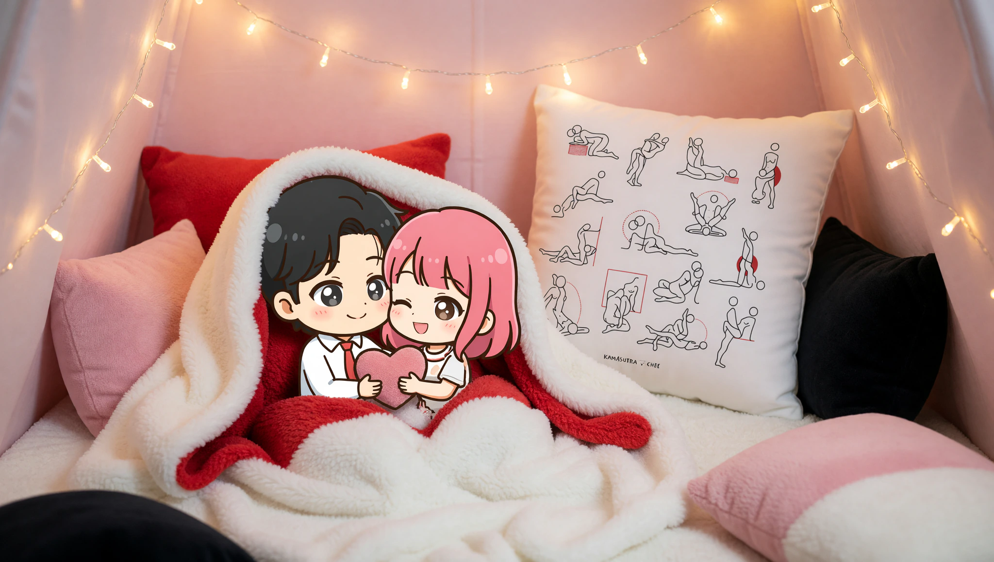 Romantic pillow fort date with Kamasutra Cute pillows.