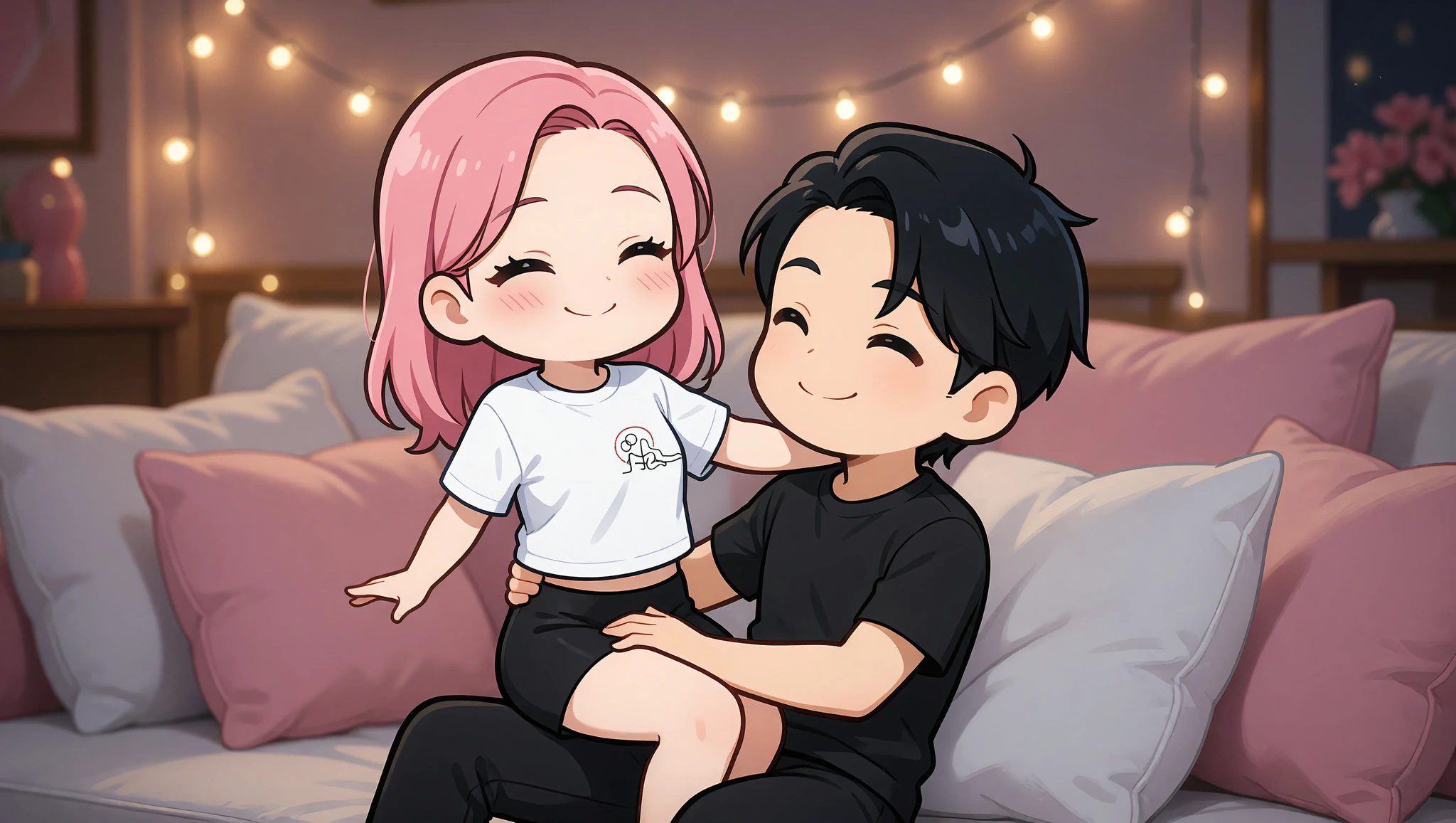 Couple practicing lap dance in Kamasutra crop top for steamy date night.