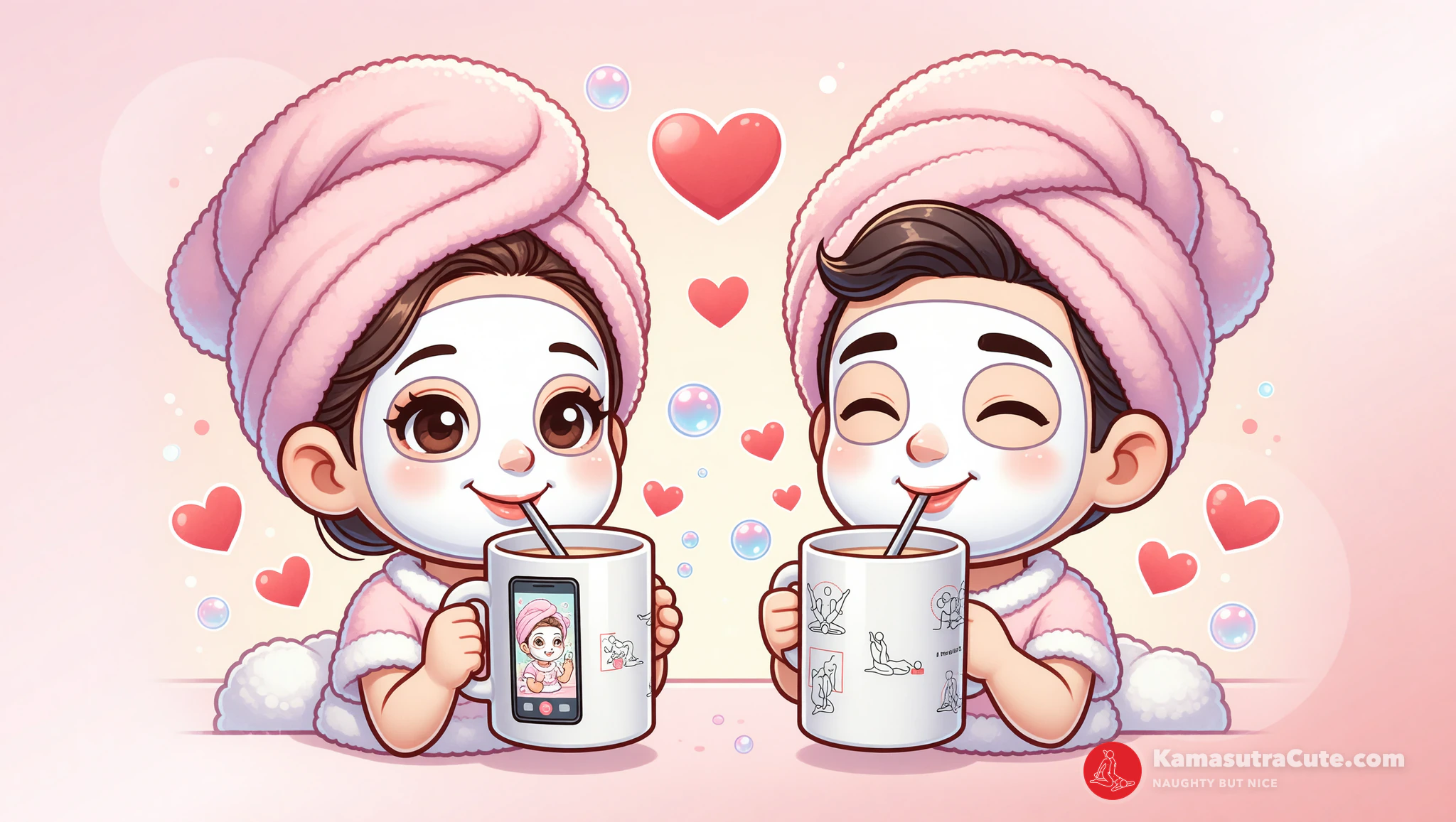Couple's virtual FaceTime spa day with Kamasutra Cute White Glossy Mug