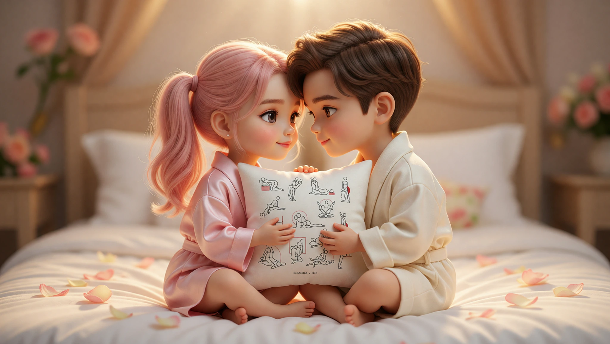 A man and woman locked in a close lotus position deepening their eye contact and connection.