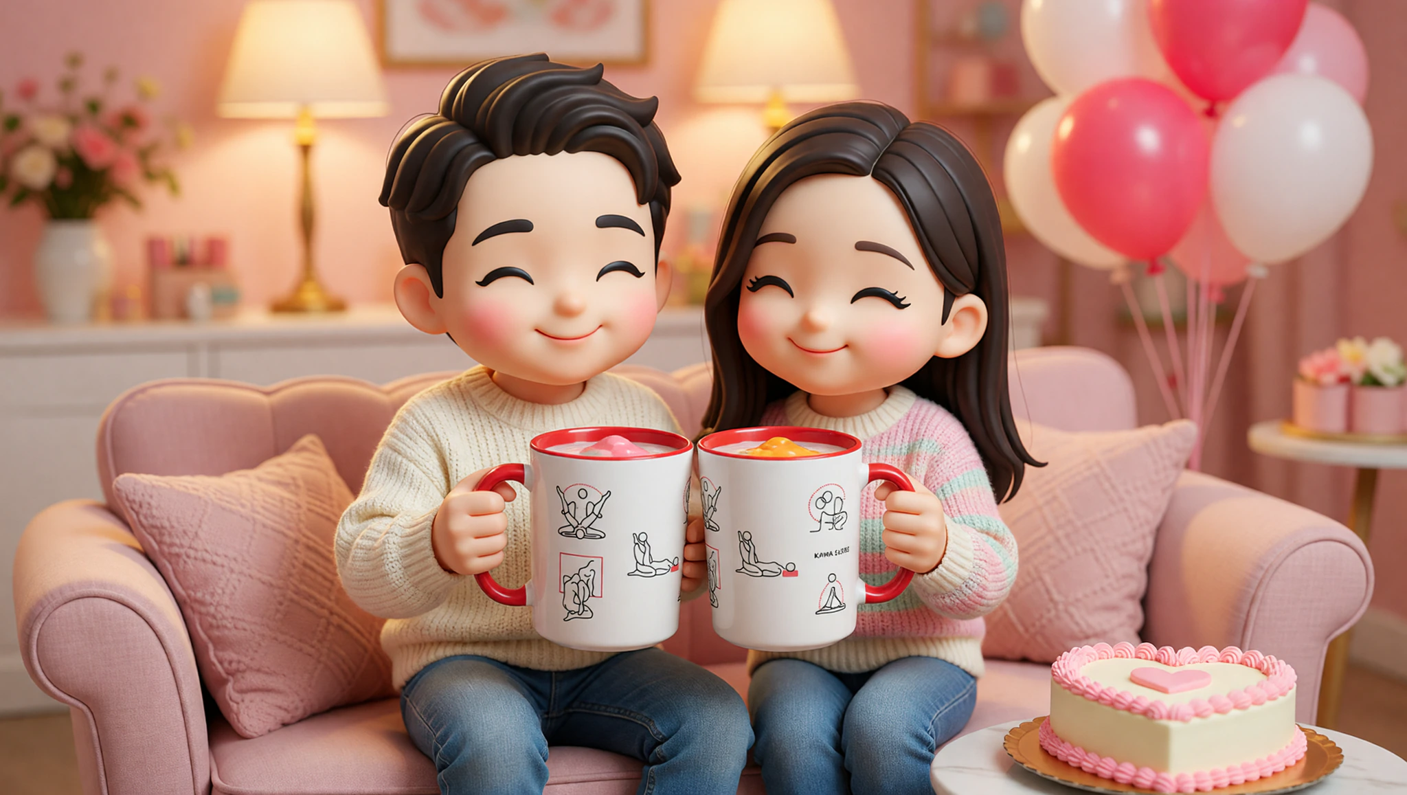 Couple looking at a book together on their anniversary night.