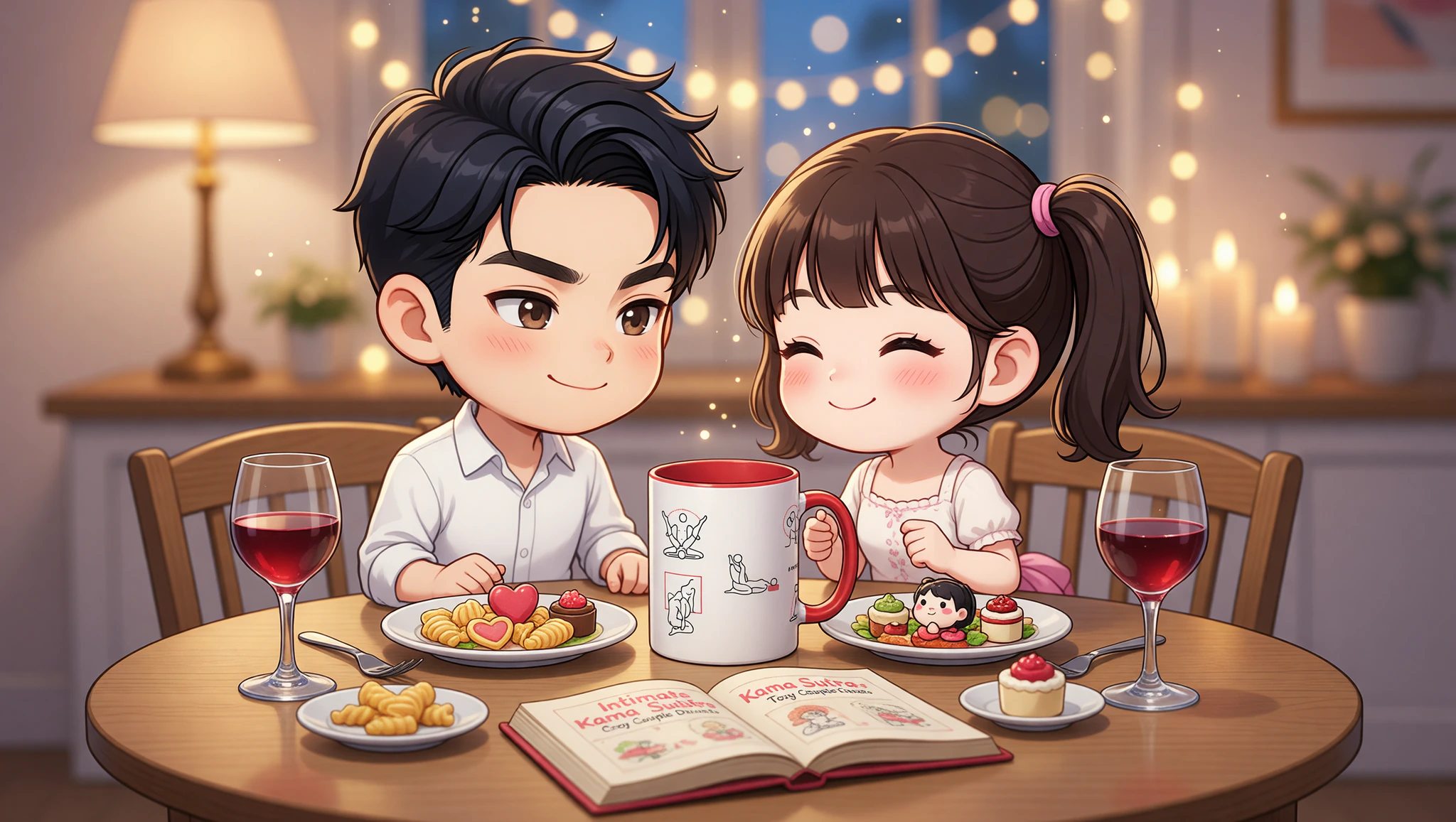 A man and woman locked in passionate eye contact during a candlelit couple dinner inspired by Kama Sutra intimacy.