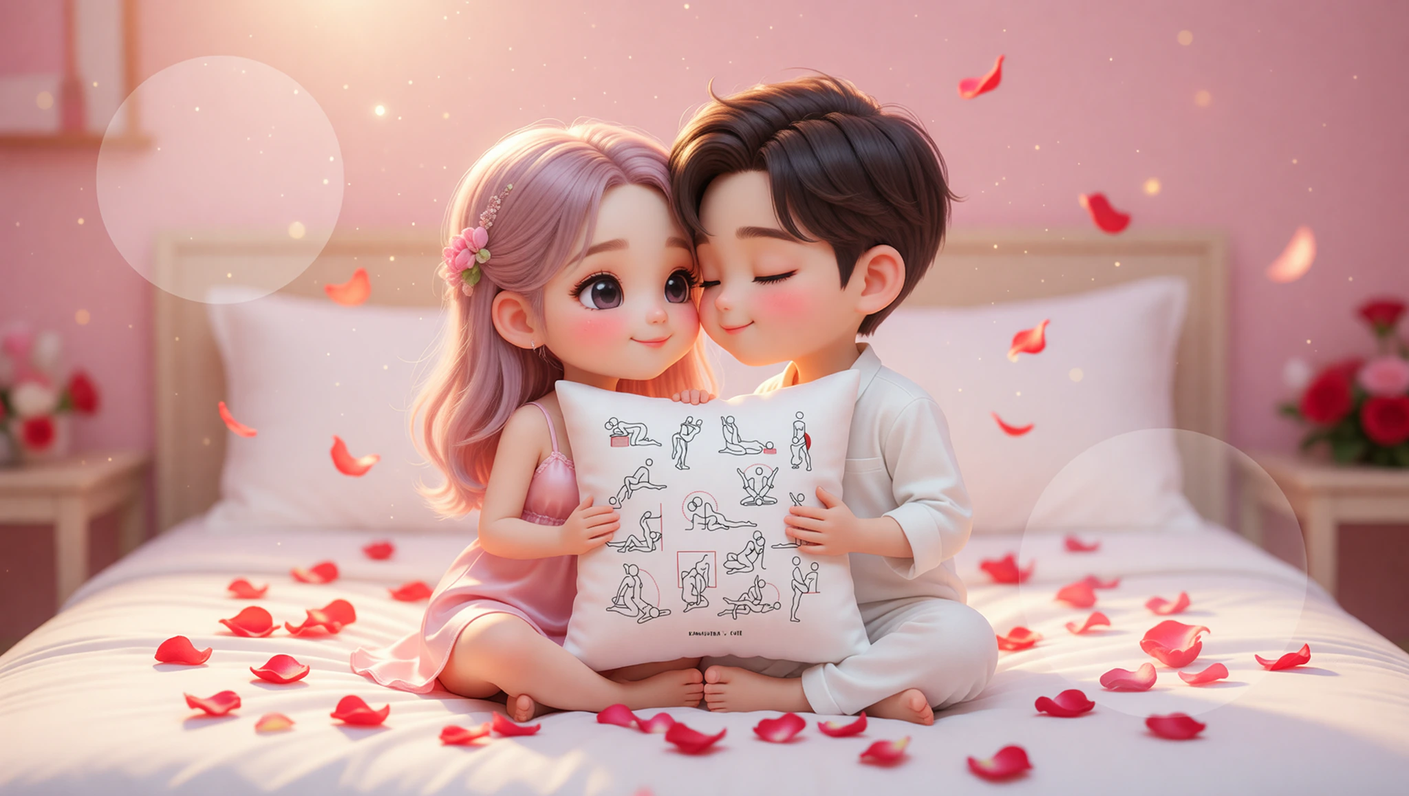 A man and woman in a tender Lotus embrace, celebrating their anniversary with intimate connection.