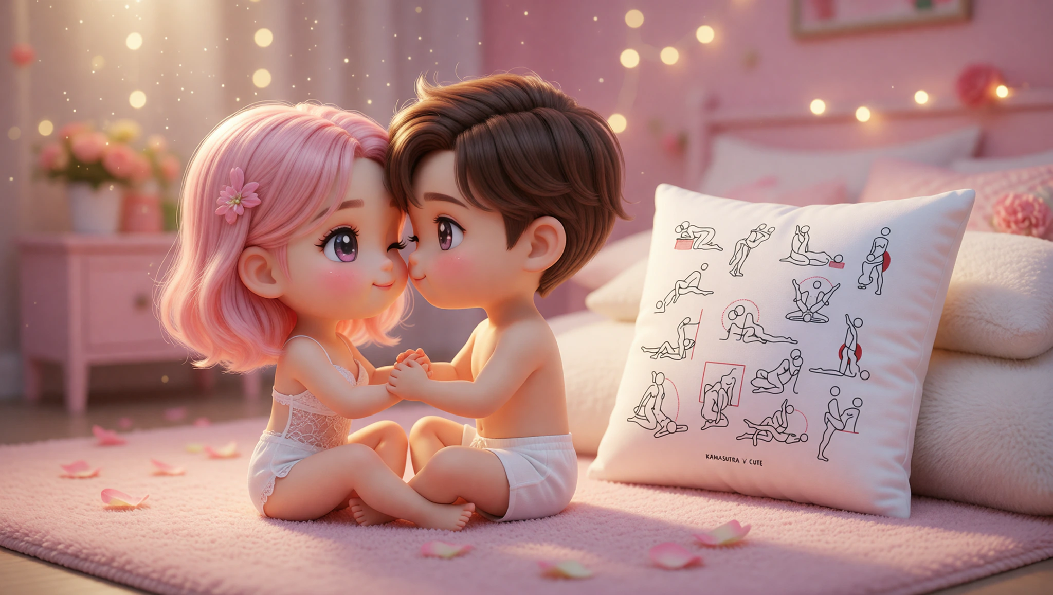 A loving man and woman in an intimate Kama Sutra embrace celebrating their anniversary.