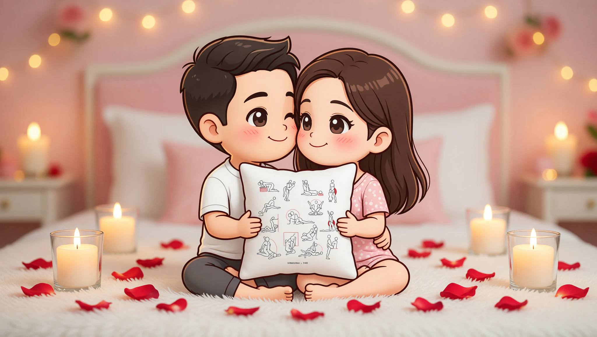 Couple in Lotus position celebrating their anniversary with intimate connection.