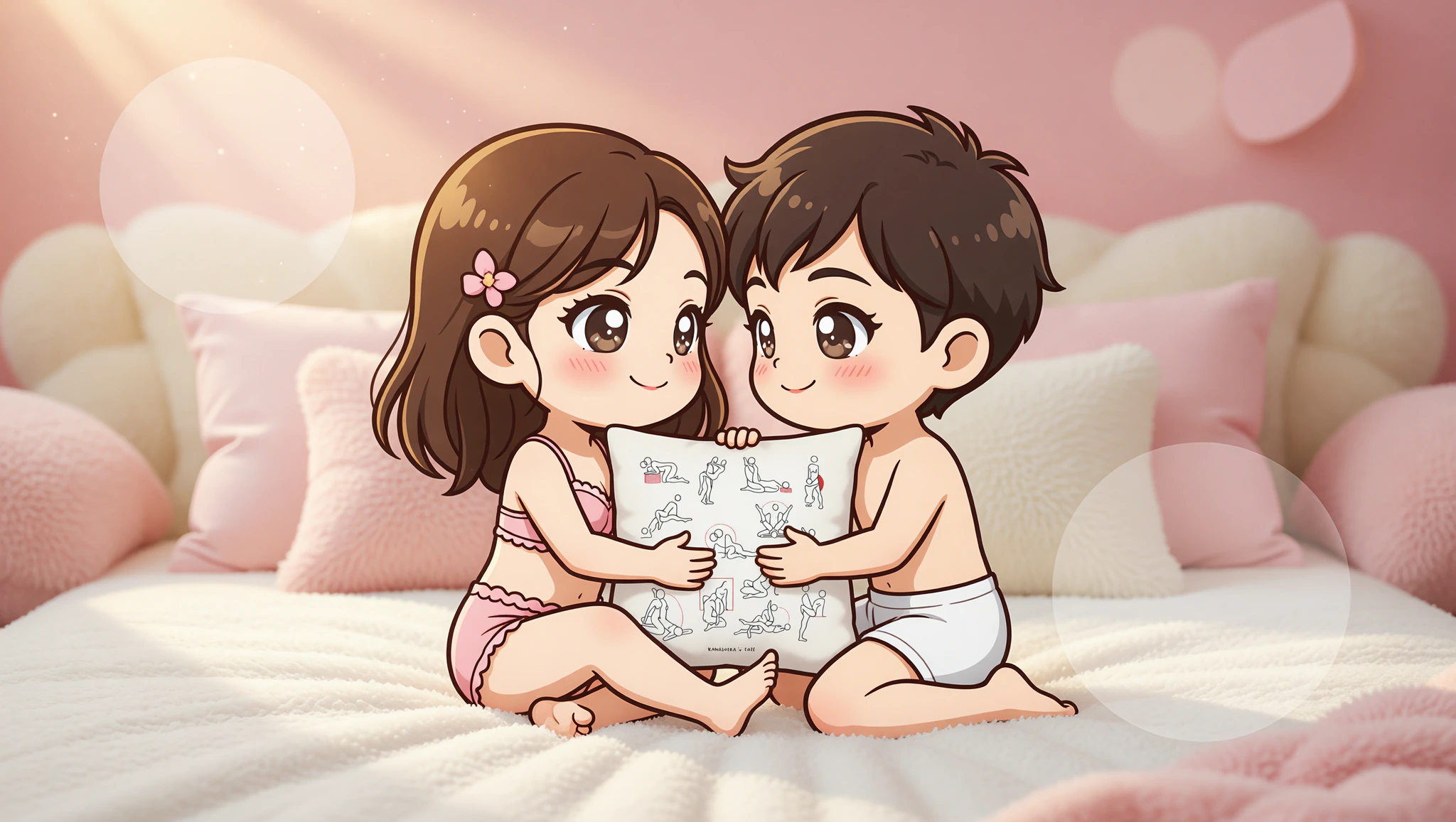 A man and woman locked in a spontaneous Kama Sutra Lotus embrace, radiating desire and connection.