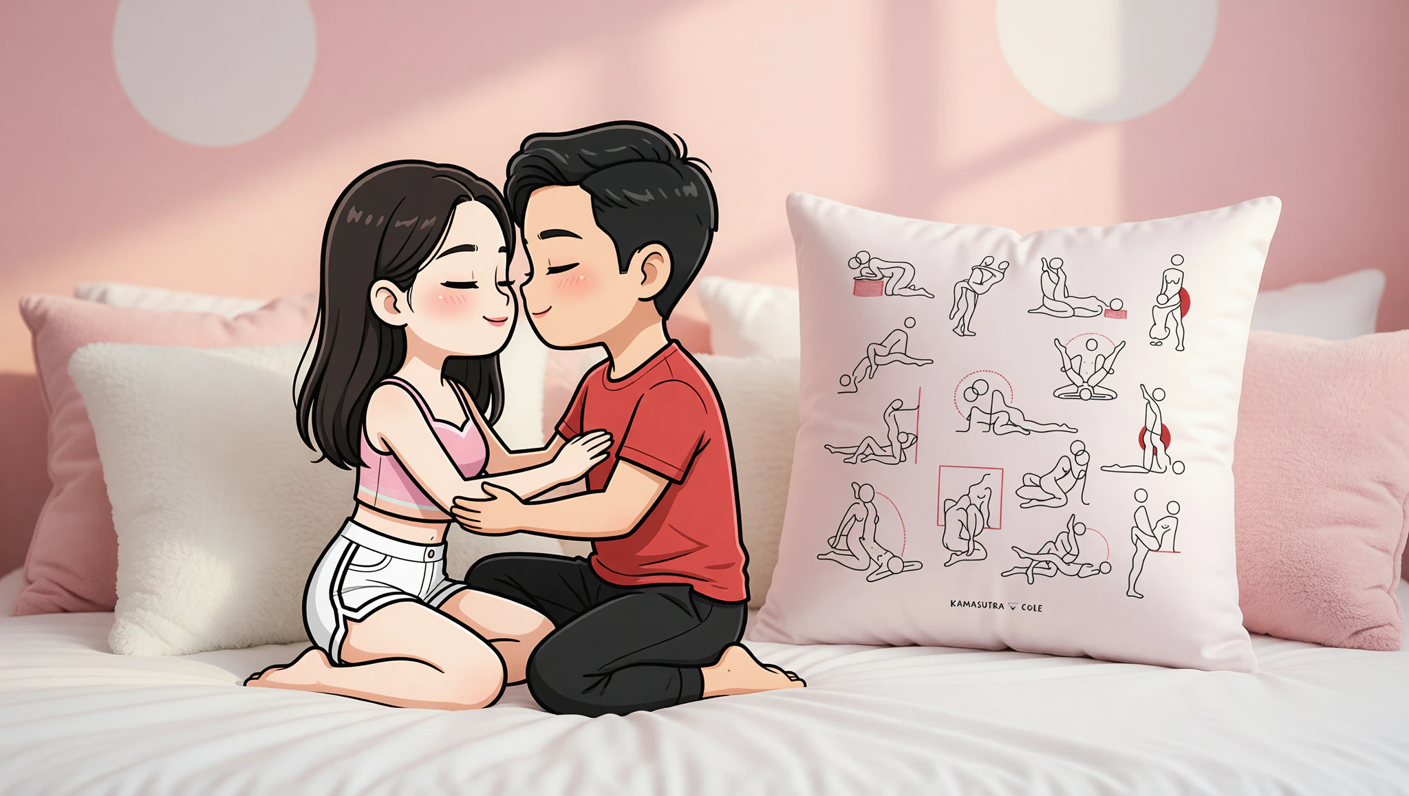 A man and woman in a close Kamasutra-inspired lotus pose, fostering deep emotional and physical connection.