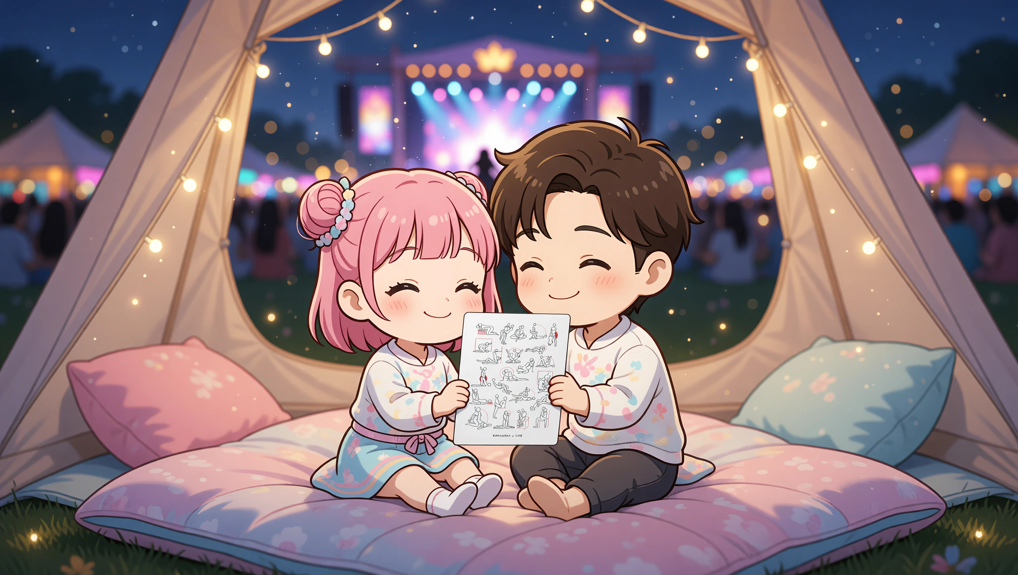 Couple in standing position during travel at festival