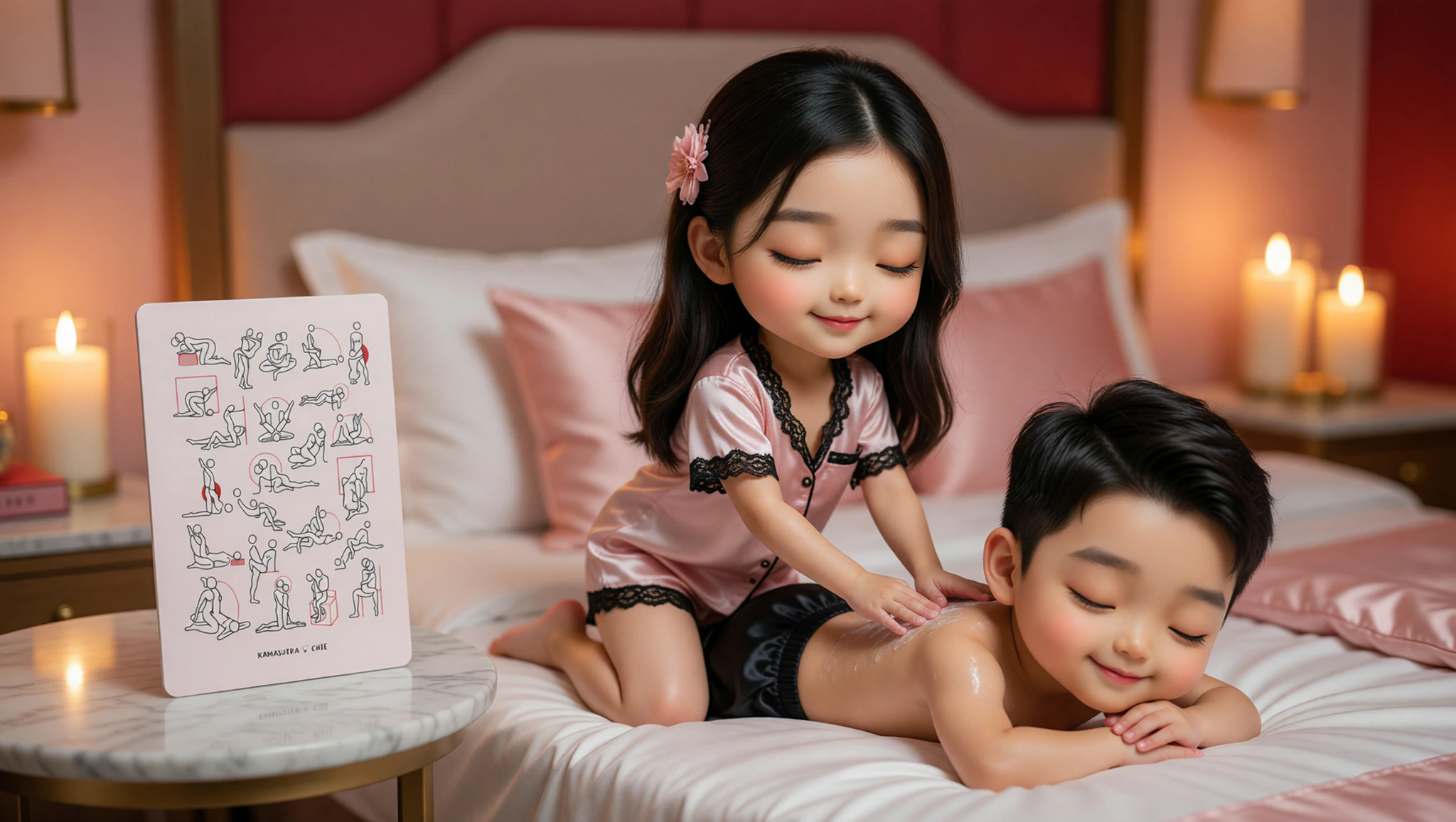 A loving woman applies lotion in gliding spa strokes to her man's relaxed back during a passionate home relaxation session.