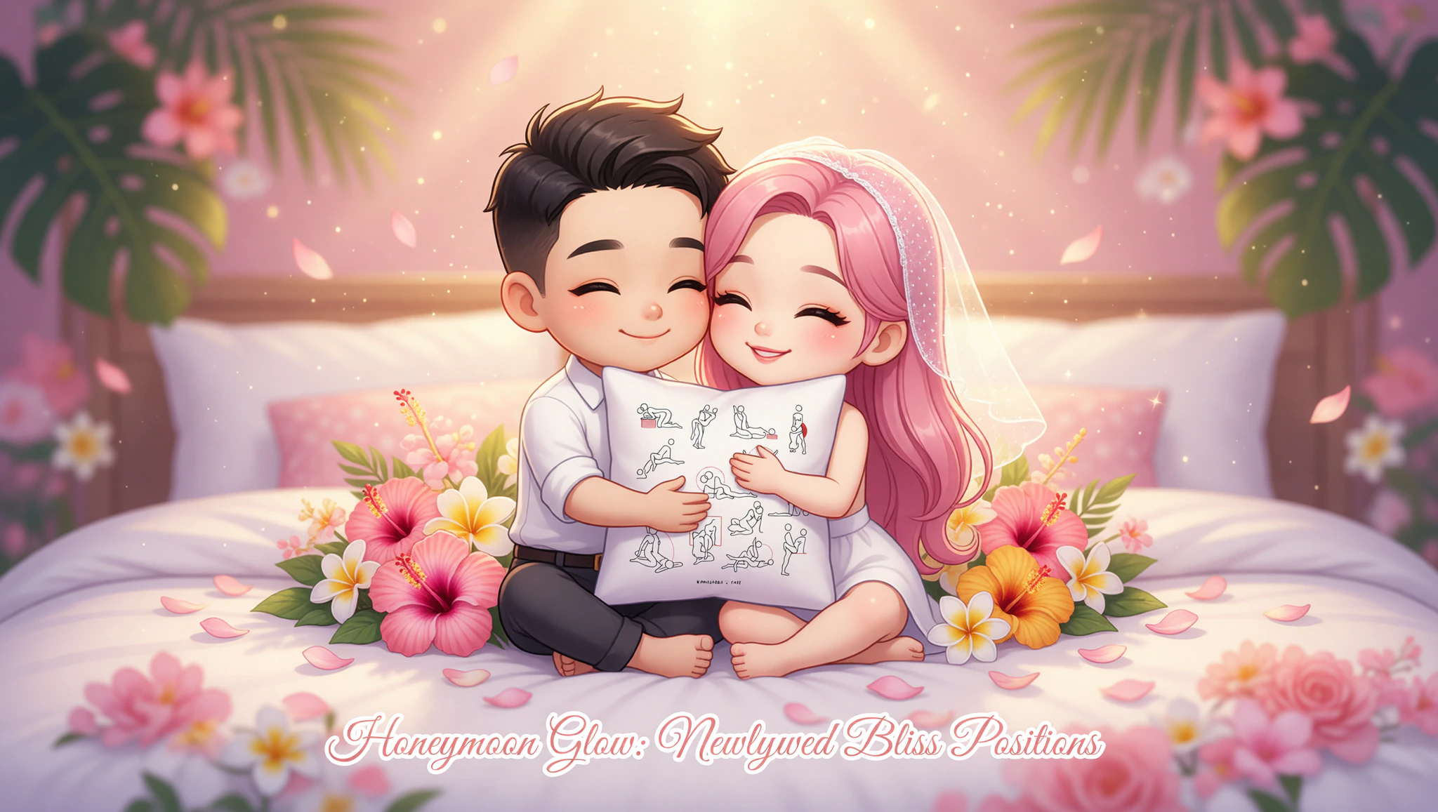 Newlywed couple in a passionate lotus position, capturing honeymoon bliss and intimacy.