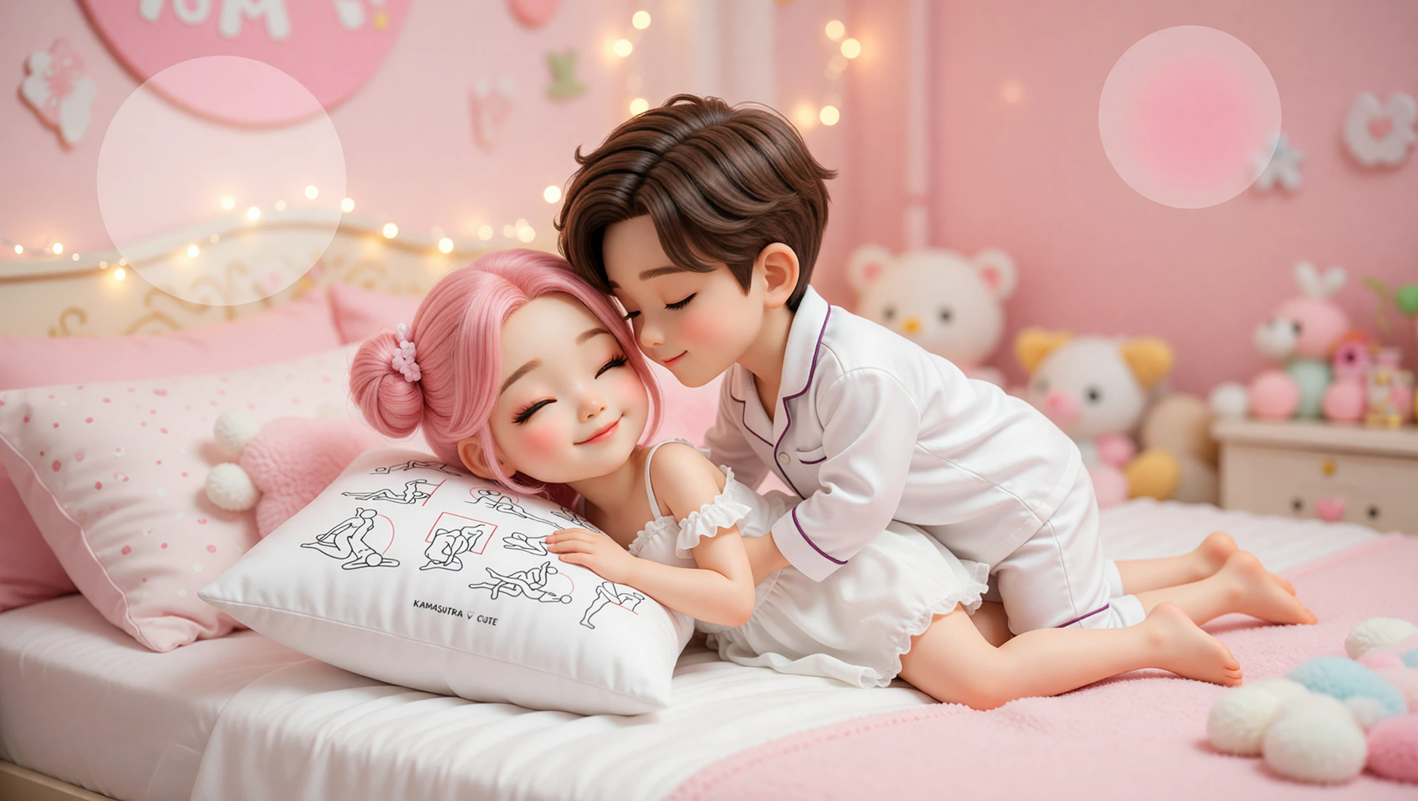 Newlywed couple enjoying a passionate sex position in their bedroom.