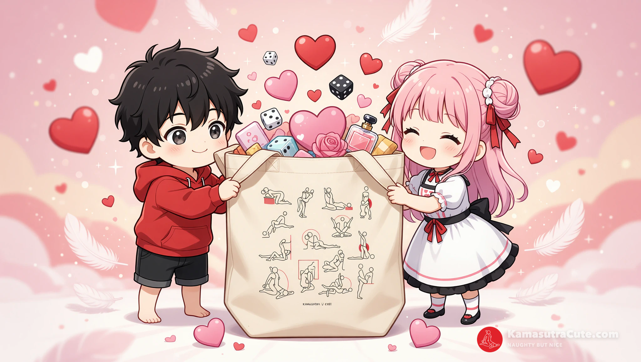 Kamasutra Cute Eco-Tote Bag packed with sexy weekend trip essentials