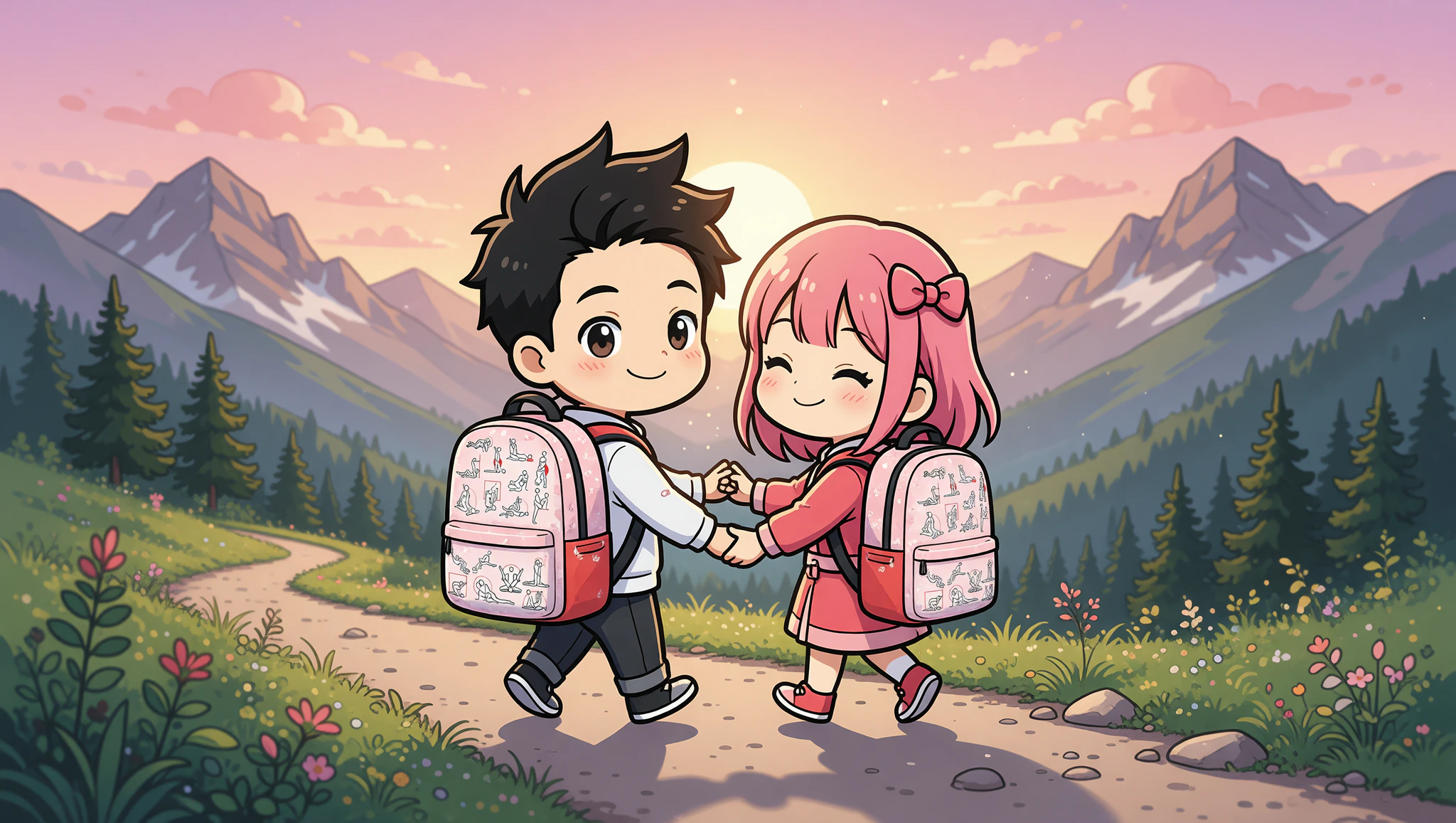 Couple's hiking adventure with Kamasutra Cute - Backpack essentials.
