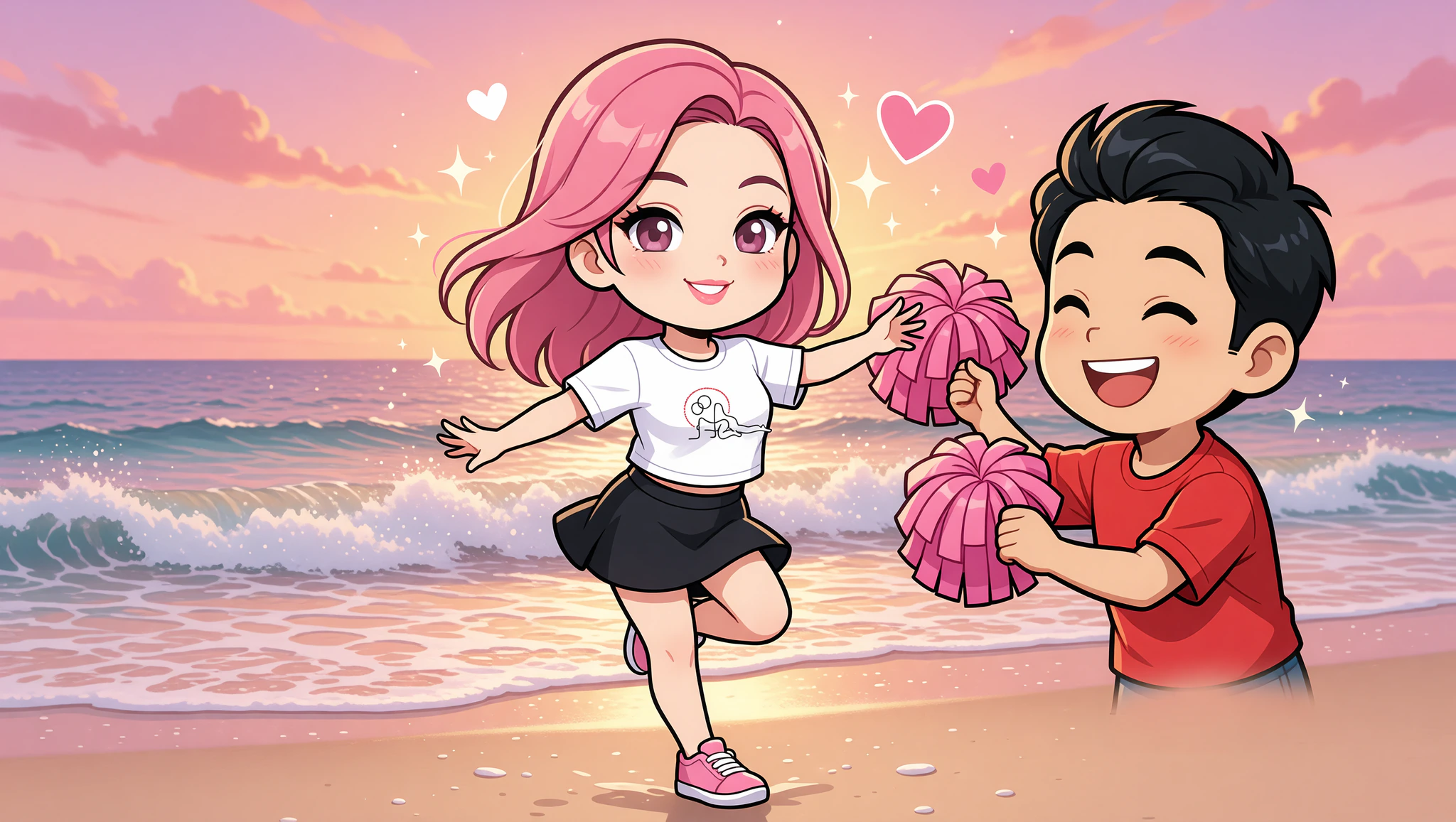 Couple twerking on beach date night in Kamasutra cute crop top.