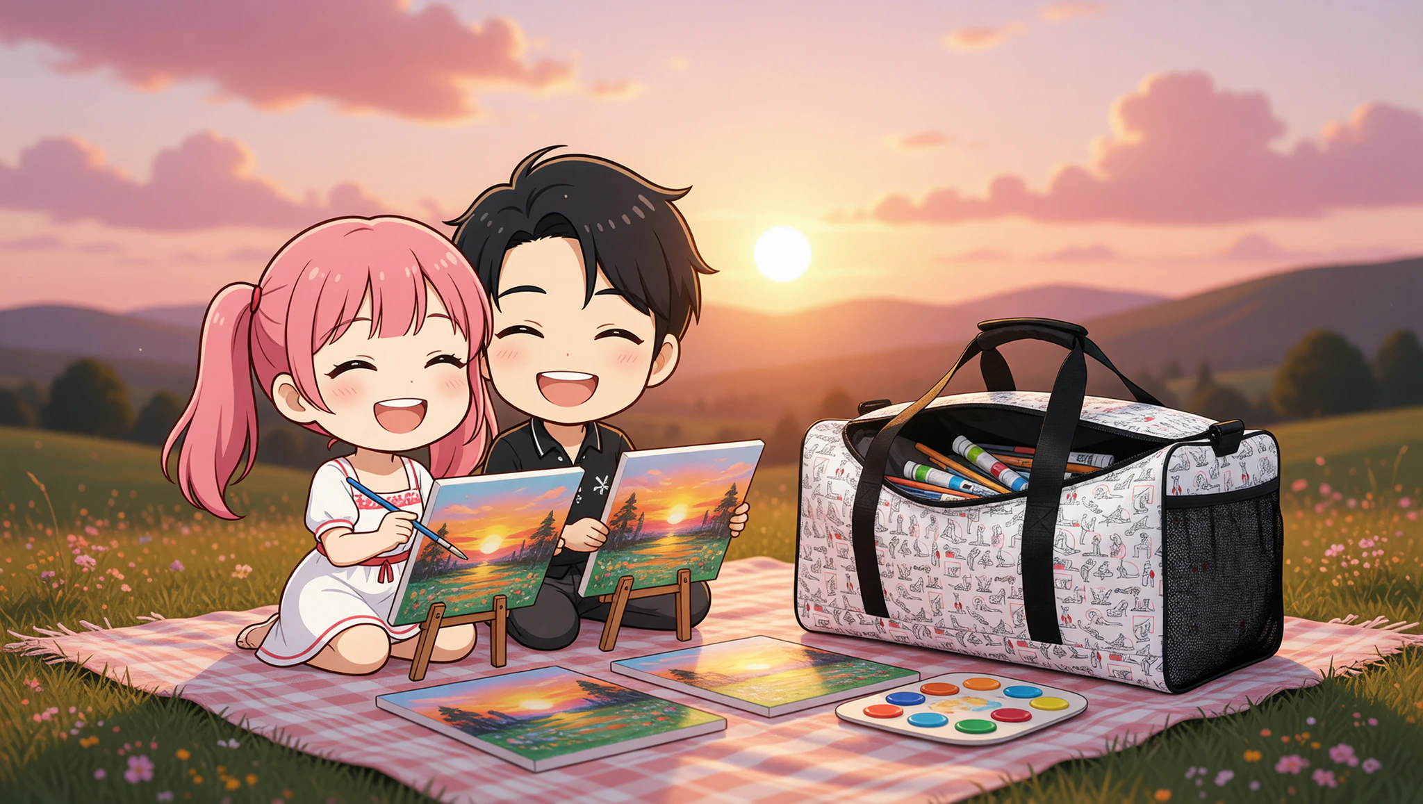 Couple on a painting getaway with Kamasutra Cute - Duffle bag