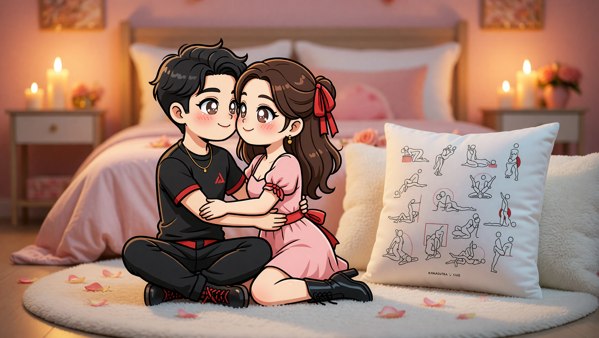 Pareja heterosexual en posición misionero elevada, conectados con miradas intensas y pasión compartida.