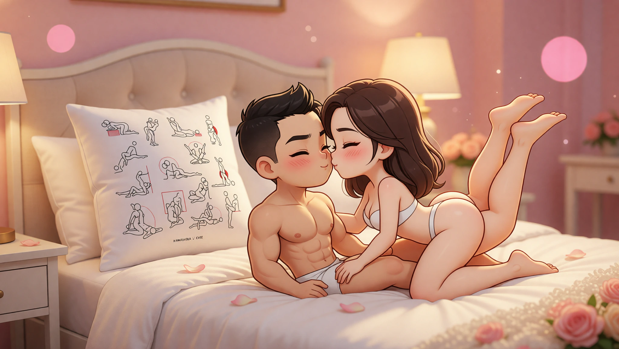 A man and woman passionately reconnecting in an elevated missionary position during their long-distance reunion.