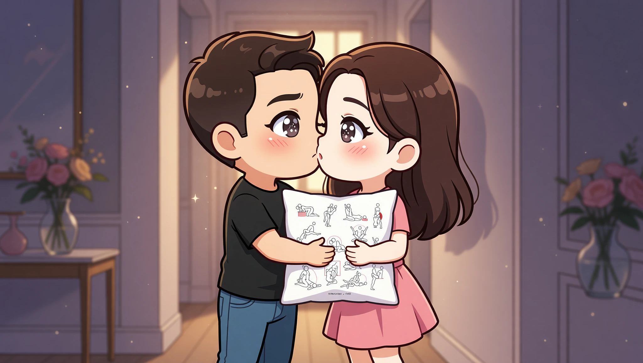 A man and woman locked in a fervent wall-standing sex position, capturing spontaneous passion.