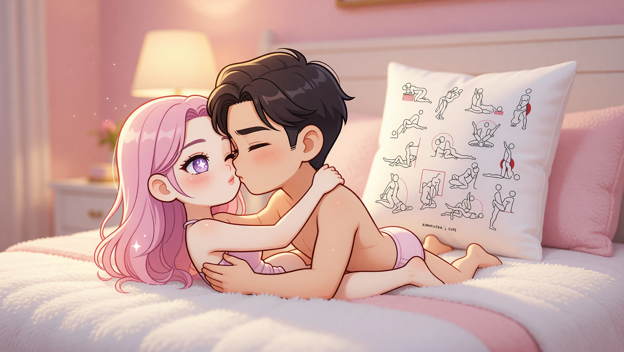 Paar in der Fernbeziehung spiegelt sich in prickelnder Missionary-Stellung über Video-Call.