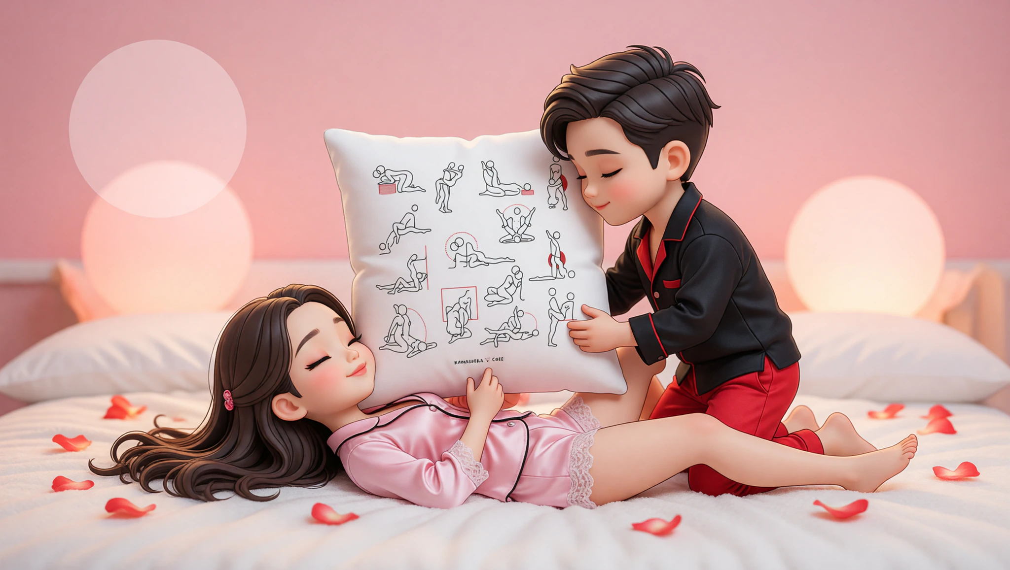 Heterosexual couple celebrating their anniversary in an elevated missionary sexposition with supportive pillow for deeper intimacy.