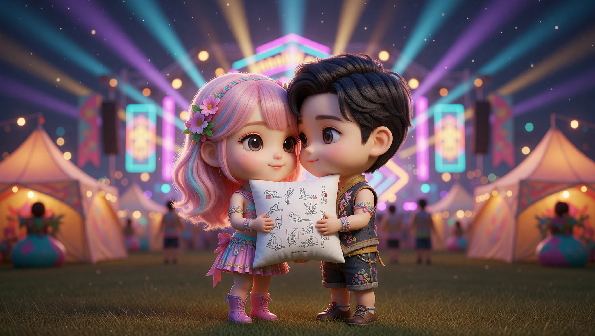 Couple in festival tent