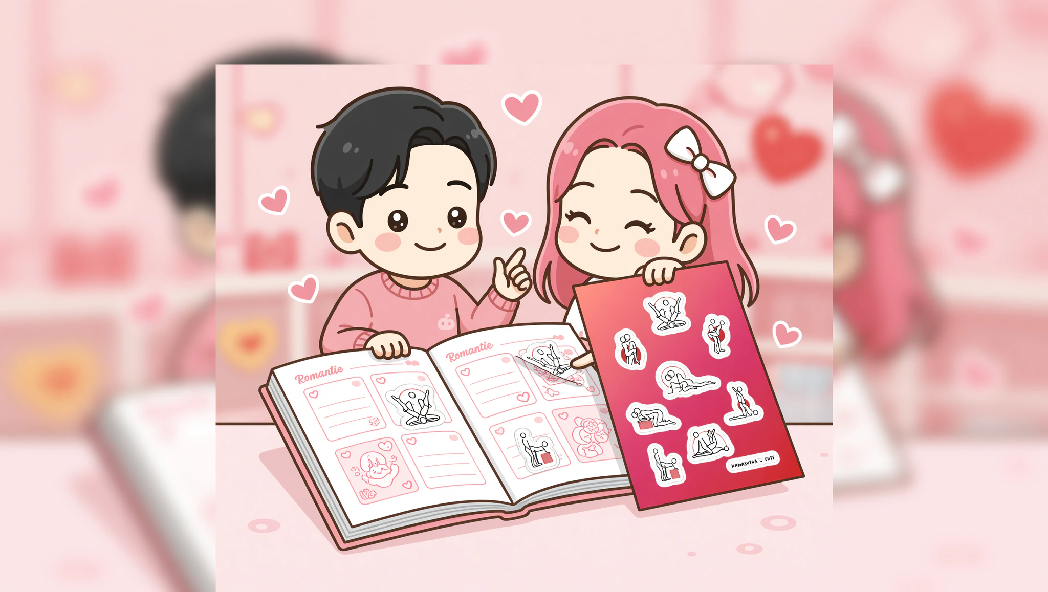 Chibi couple styling planner with Kamasutra cute stickers