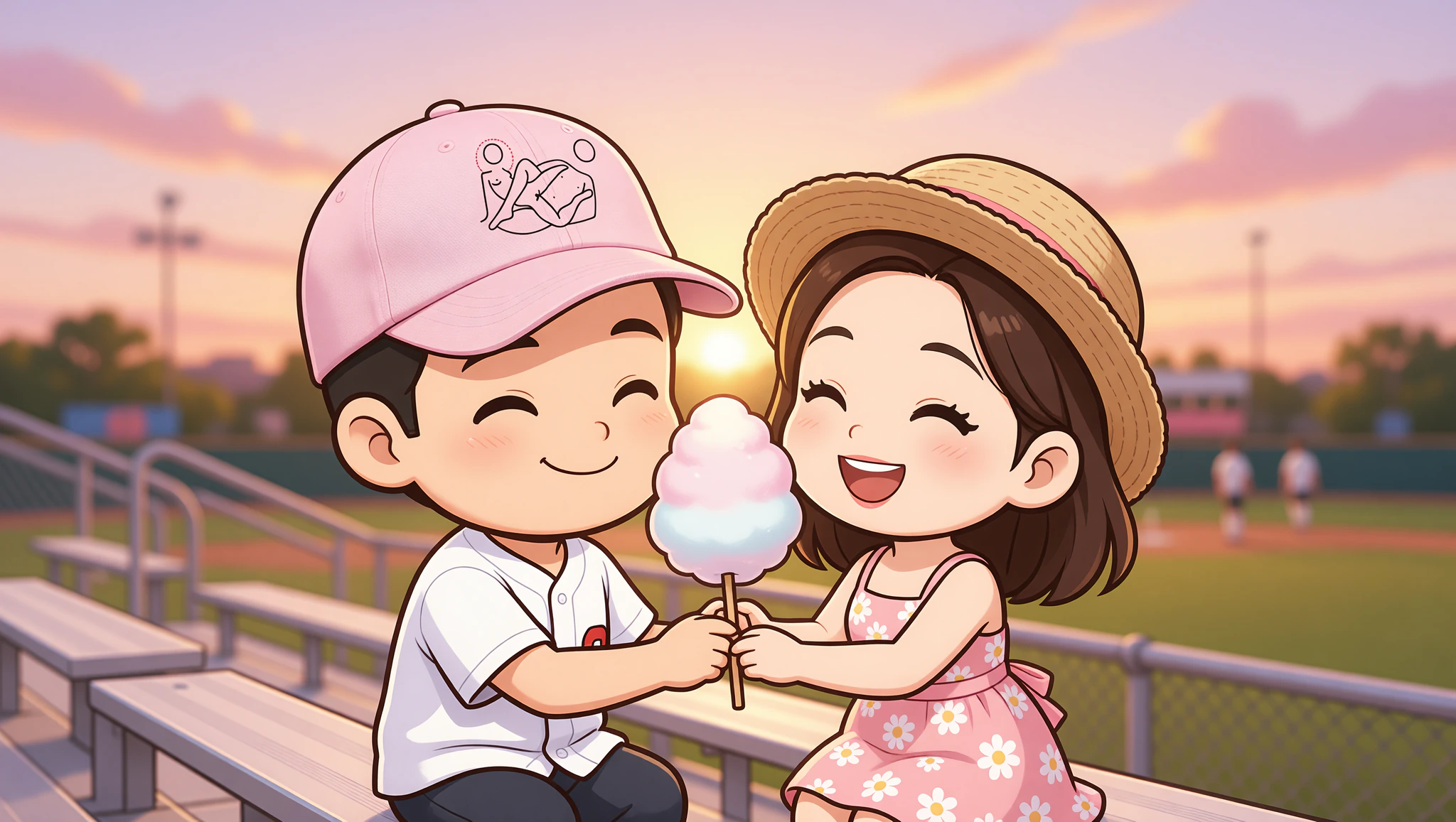 Couple on baseball date with Kamasutra Cute - Pastel baseball hat