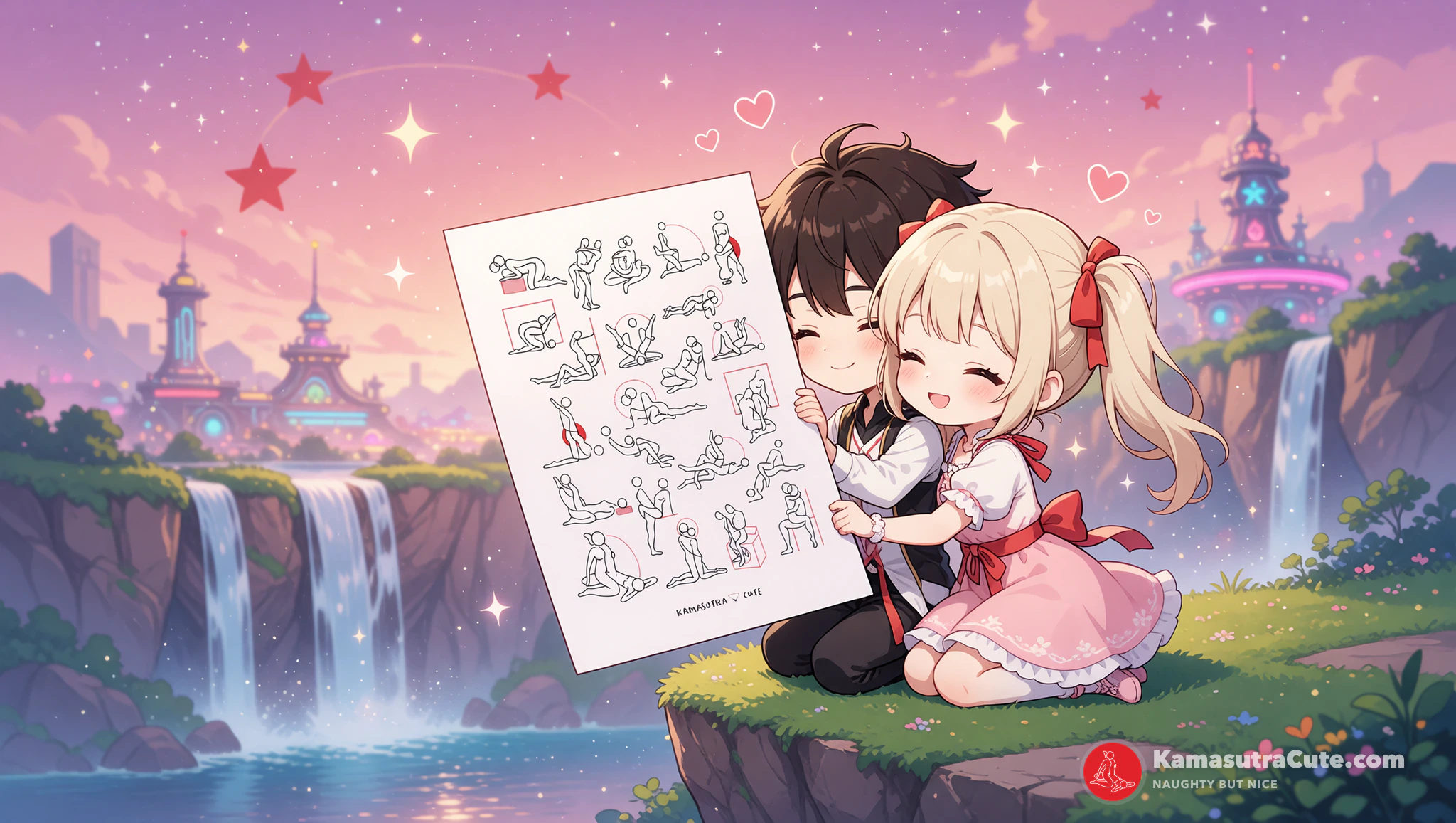 Gaming couple discovering romantic spots in open-world games.