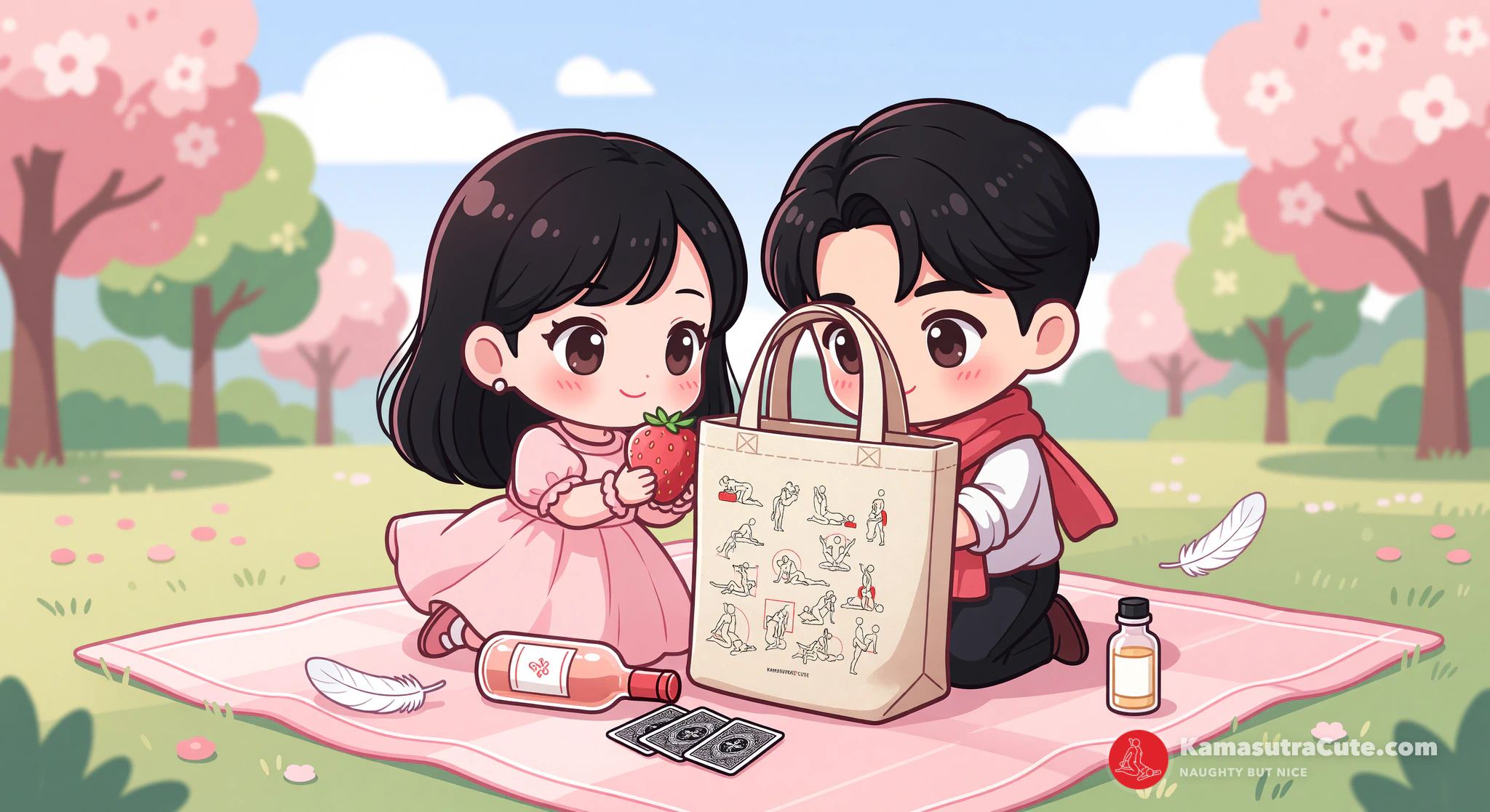 Kamasutra Cute Eco Tote packed with picnic date essentials for couples
