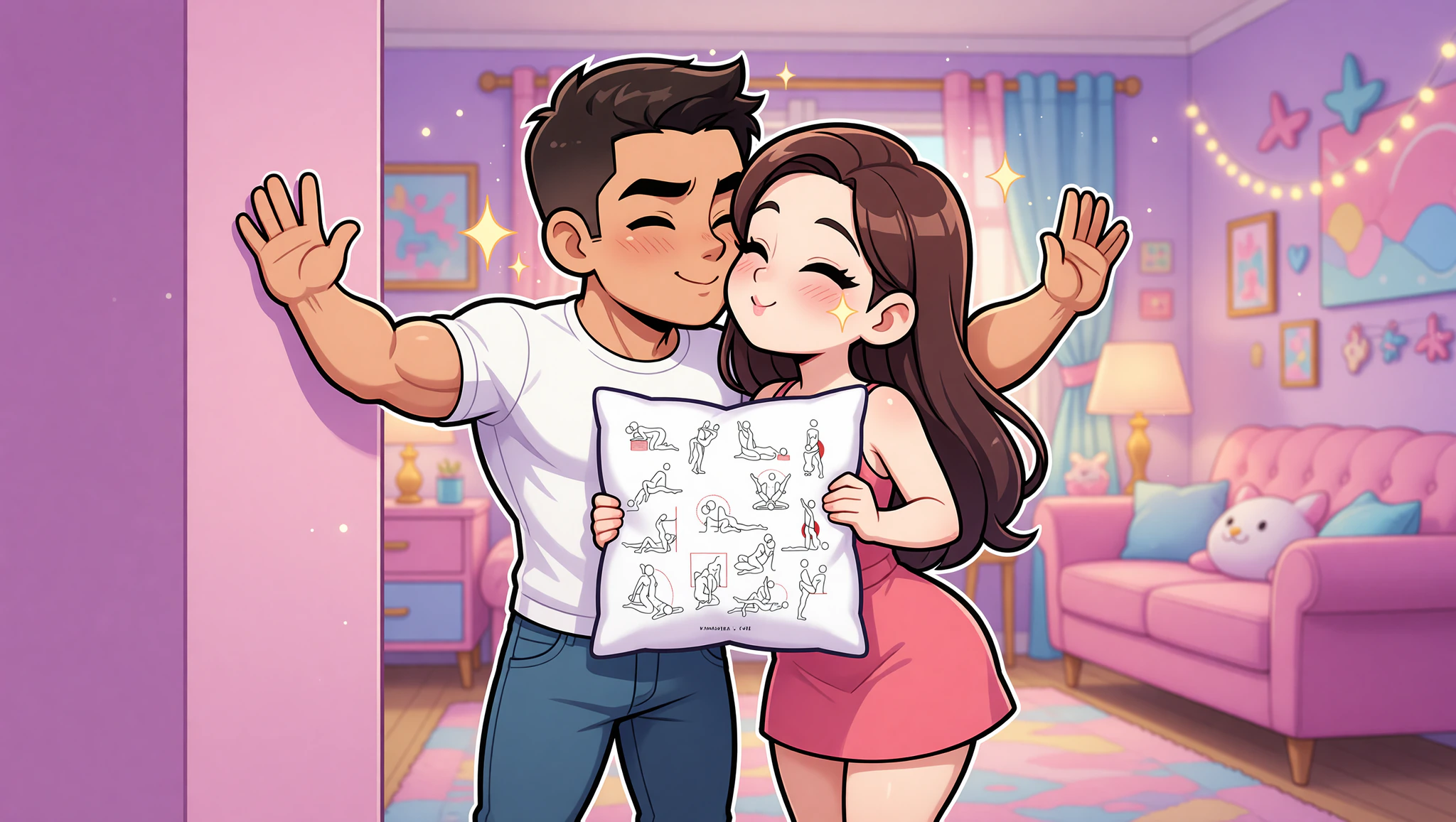 A man and woman locked in a fervent wall press embrace, capturing the essence of a whirlwind whim adventure surge.