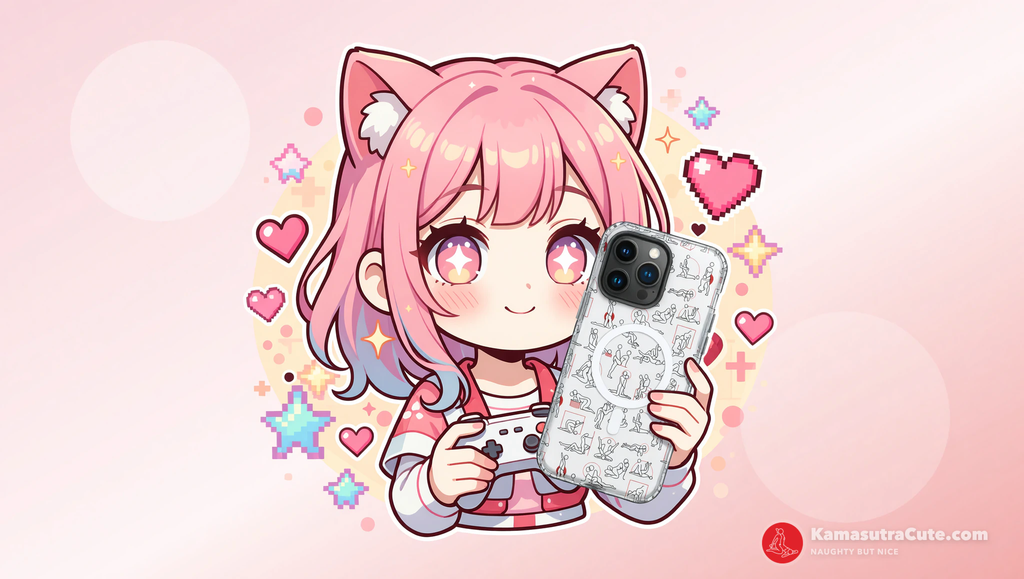 Couple gaming intimately with Kamasutra Cute MagSafe cases