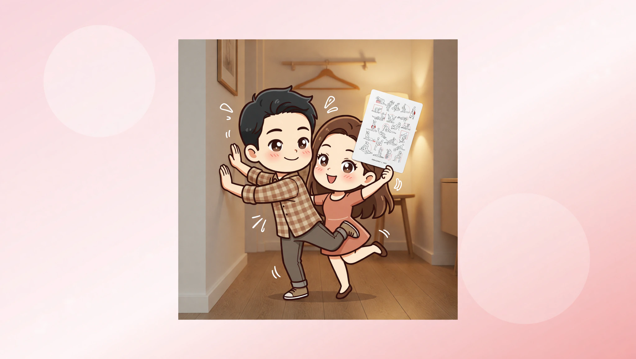 Passionate man and woman locked in a wild Kamasutra wall press for spontaneous home thrill.