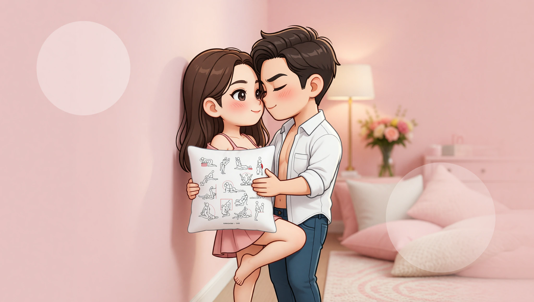 A man and woman locked in an intense impromptu wall sex position, capturing raw adventure and passion.